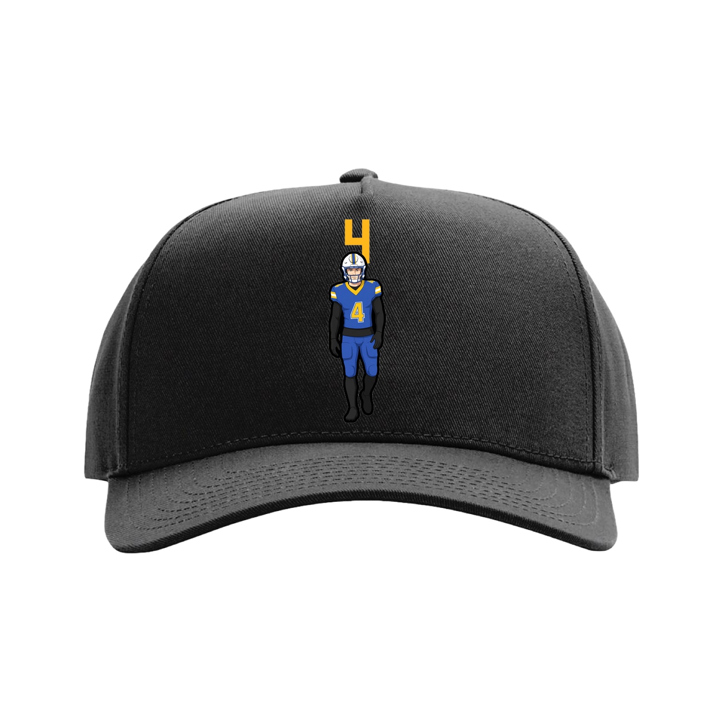 Full Fabric Five-Panel Champ Cap — Number Top in Black