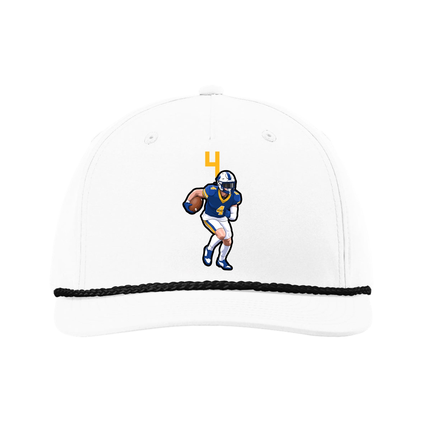 Five-Panel Classic Rope Cap — Number Top in White