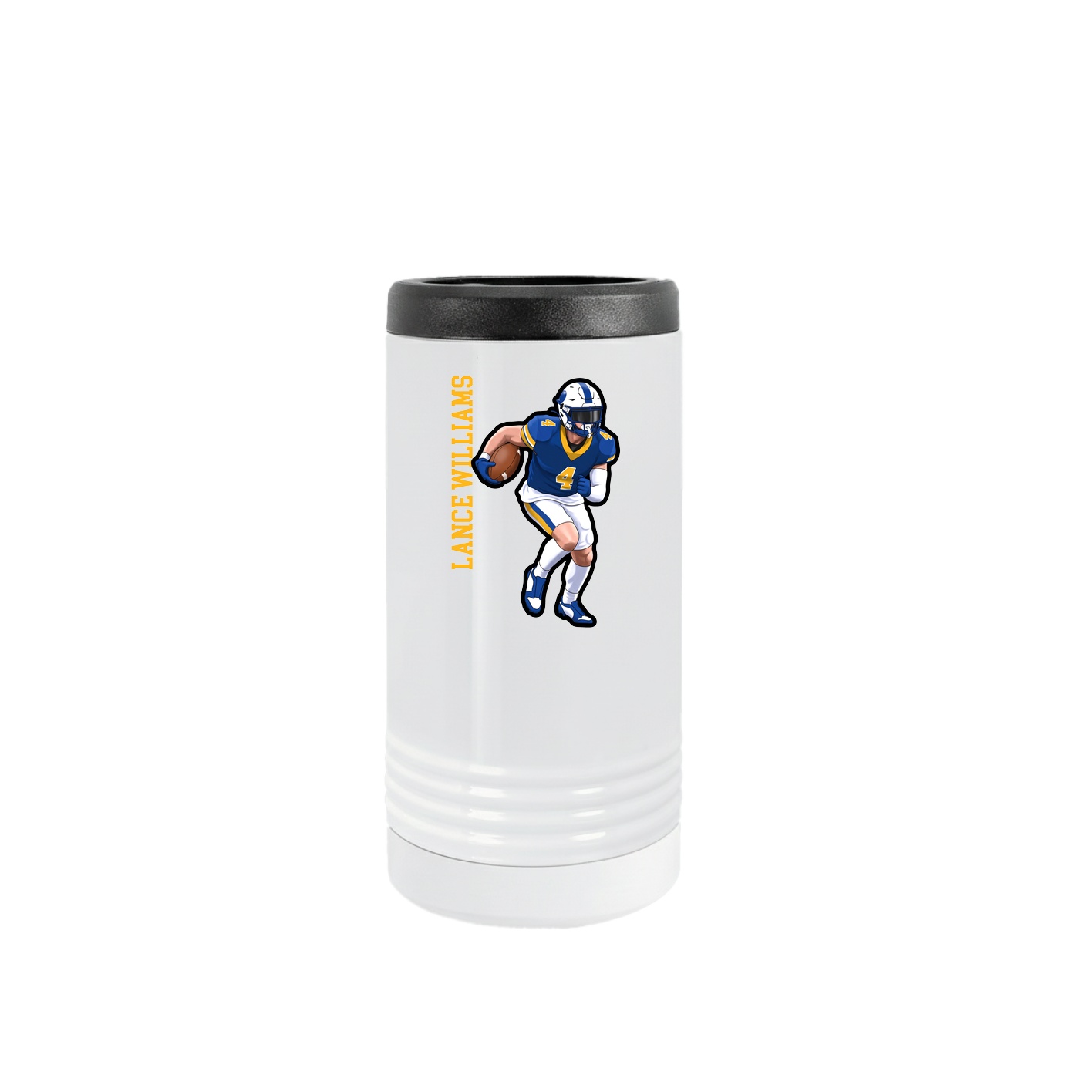 Slim Beverage Holder — Name Vertical in White
