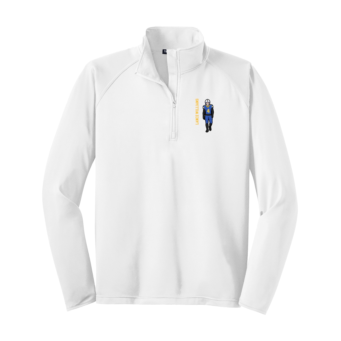 Q-Zip Pullover — Name Vertical in White