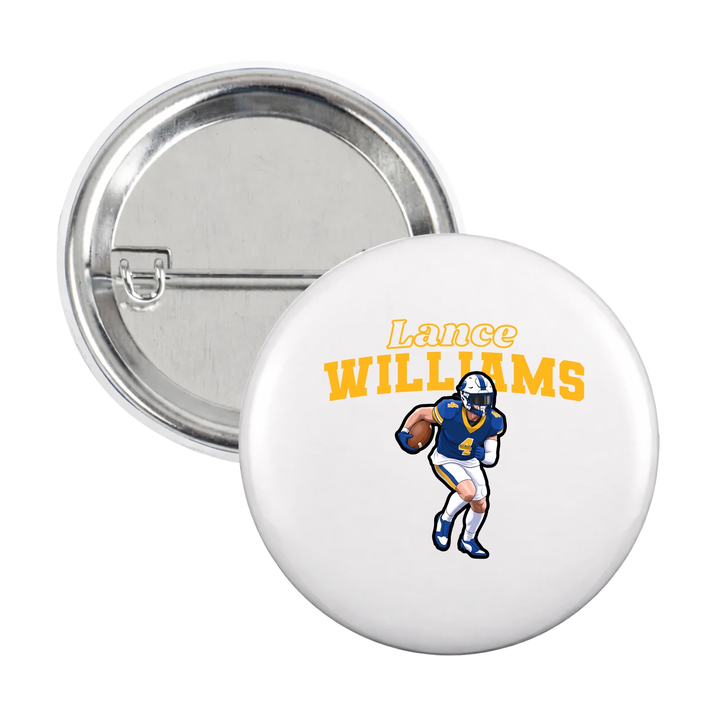 Game Day Button — Name Arch in White