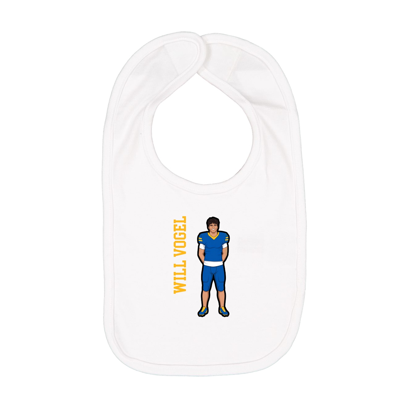 Infant Bib — Name Vertical in White