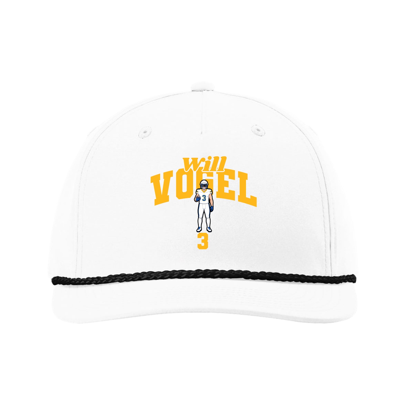 Five-Panel Classic Rope Cap — Signature Arch in White