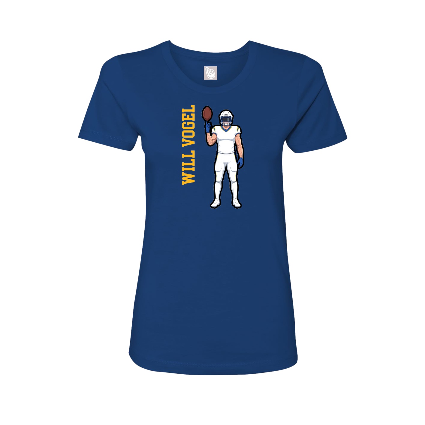 Fitted Women's Tee — Name Vertical in Royal