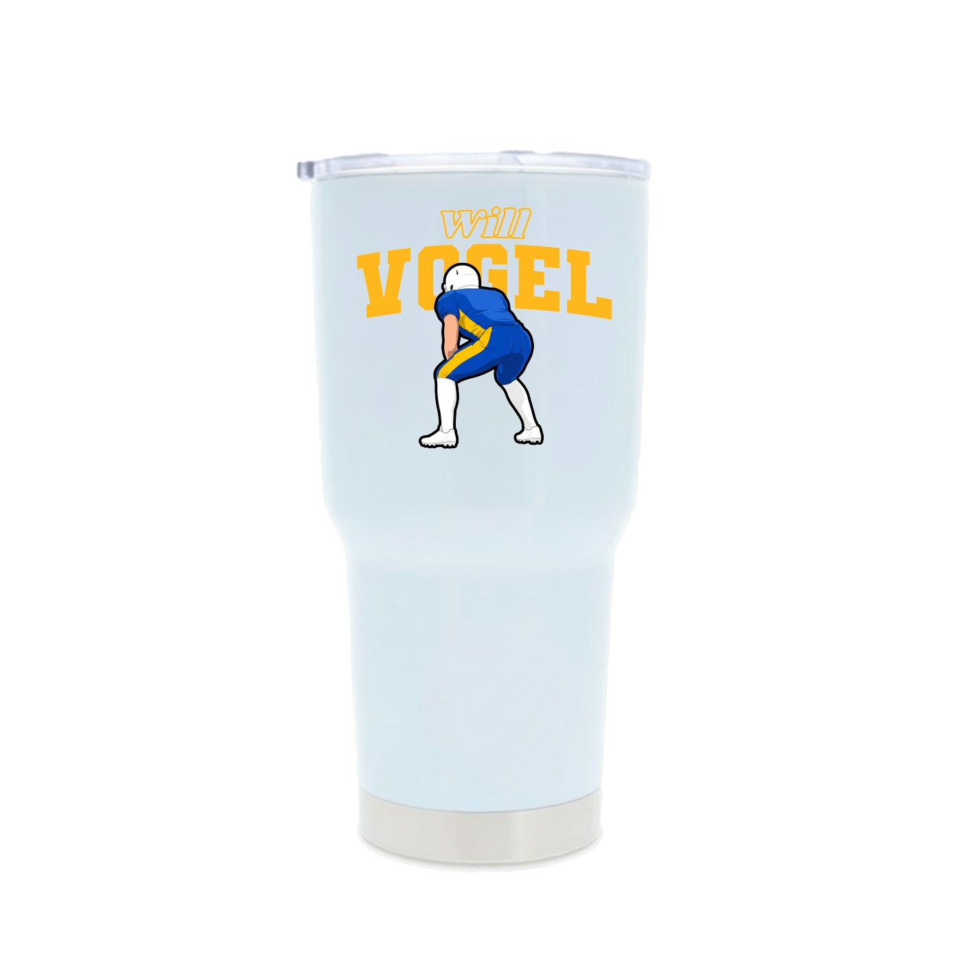 30oz Stainless Steel Tumbler — Name Arch in White