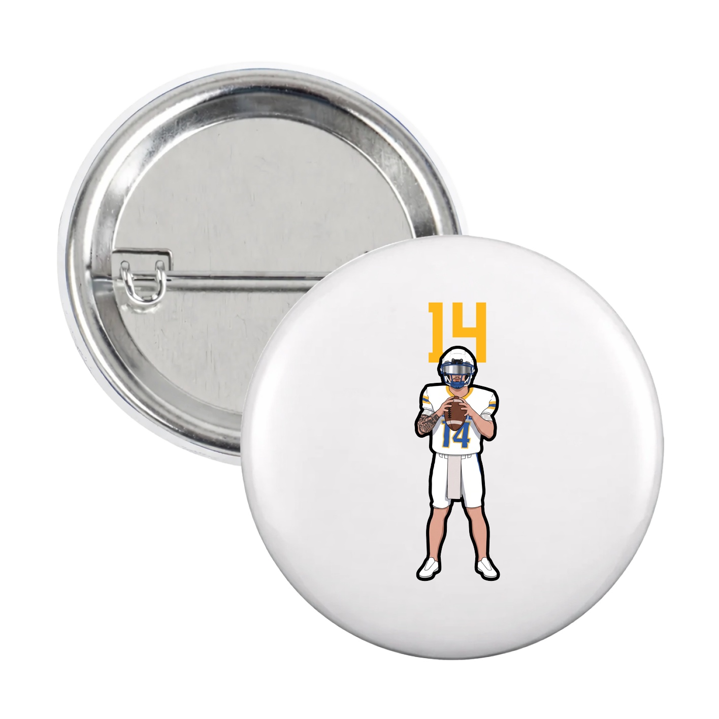 Game Day Button — Number Top in White