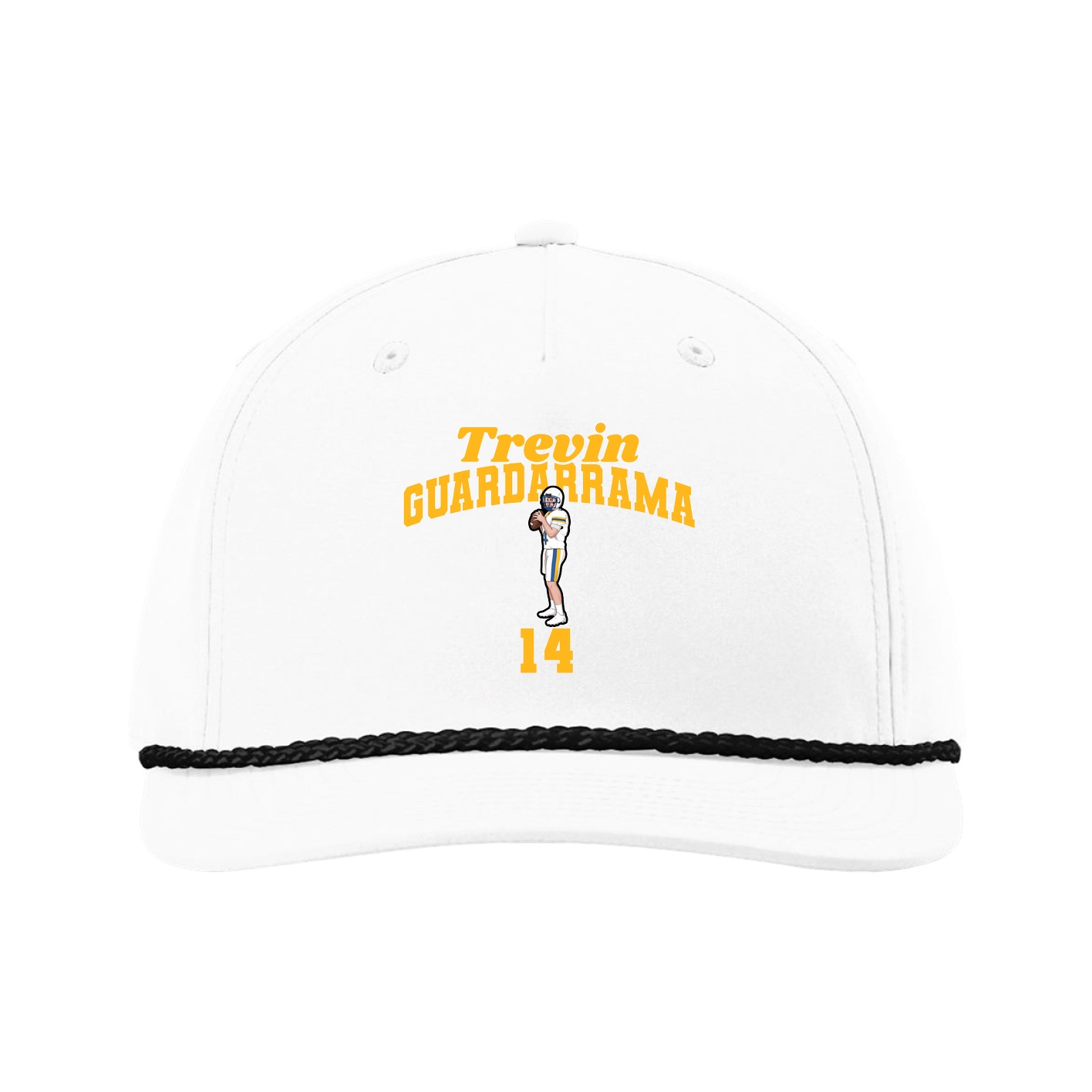 Five-Panel Classic Rope Cap — Signature Arch in White