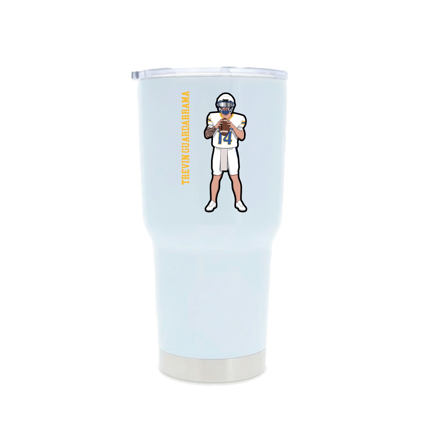 30oz Stainless Steel Tumbler — Name Vertical in White
