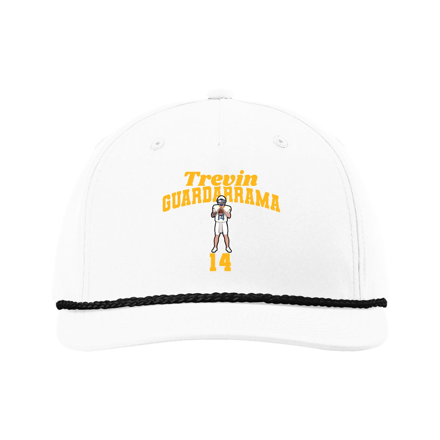 Five-Panel Classic Rope Cap — Signature Arch in White