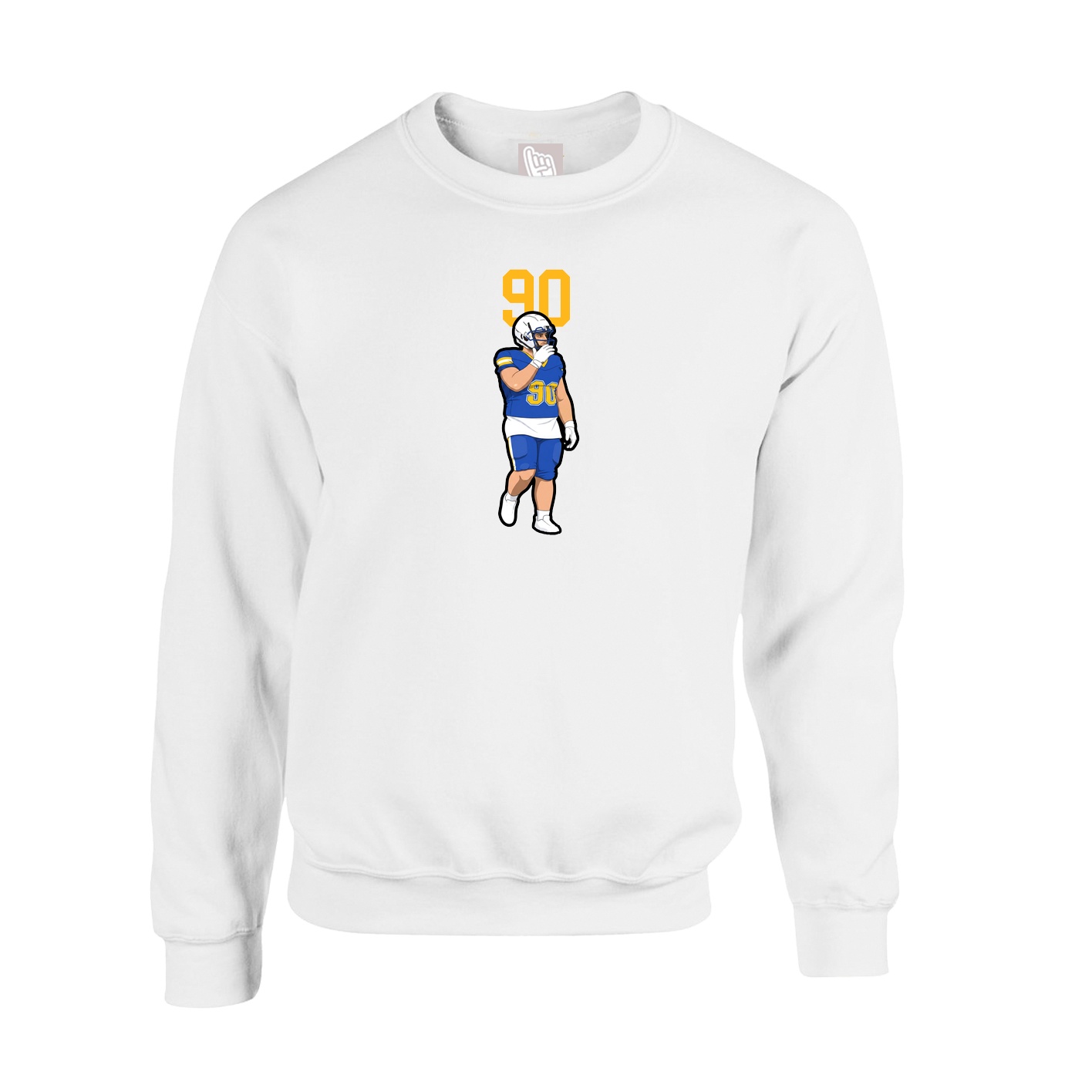 Fleece Crew — Number Top in White
