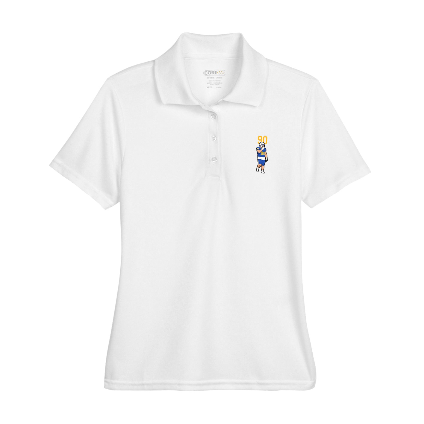 Womens Performance Polo — Number Top in White