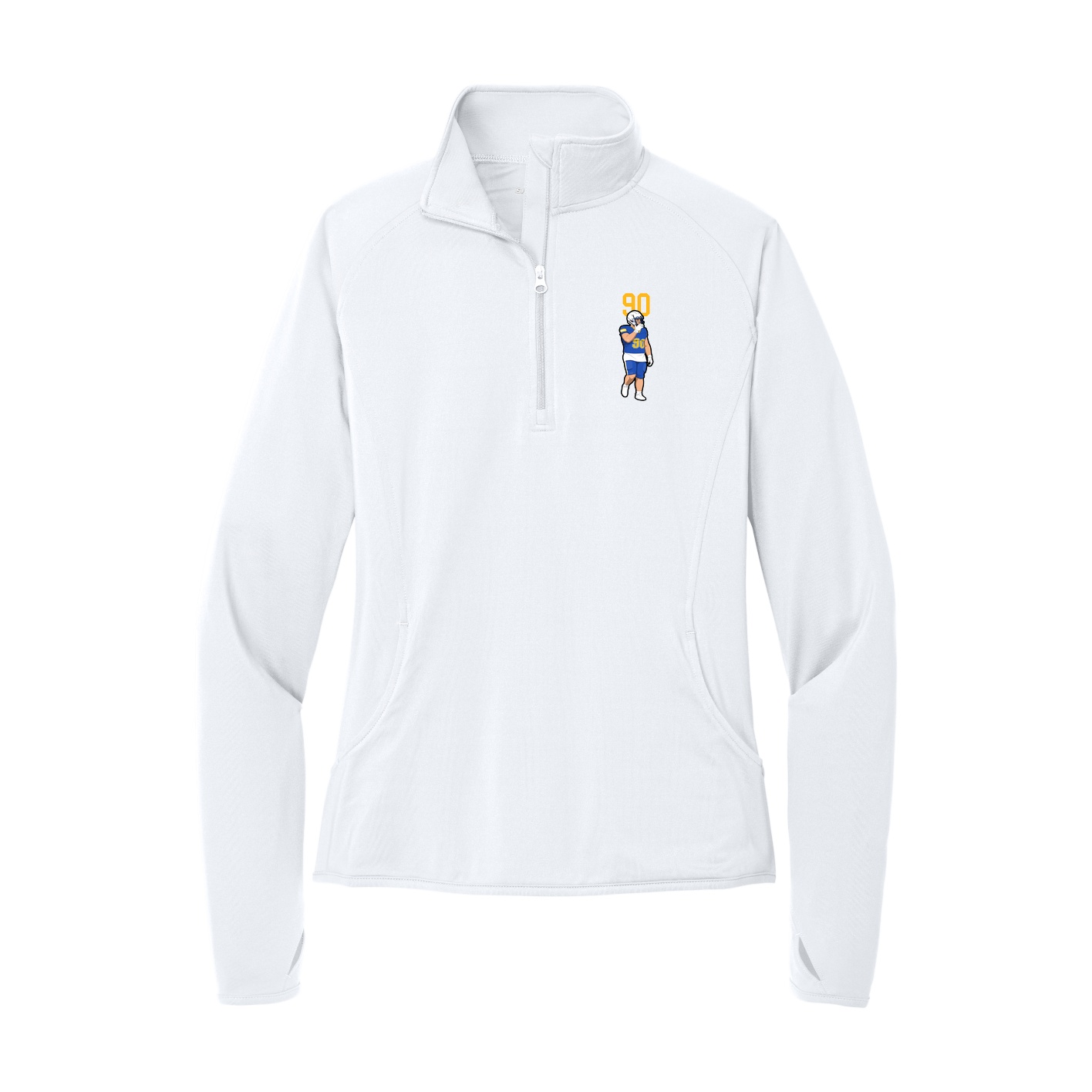 Women's Q-Zip Pullover — Number Top in White