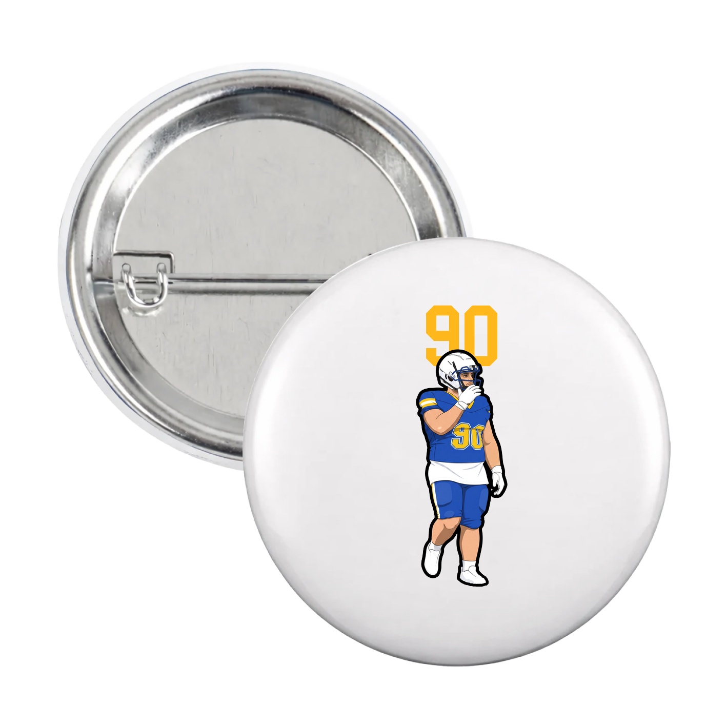 Game Day Button — Number Top in White