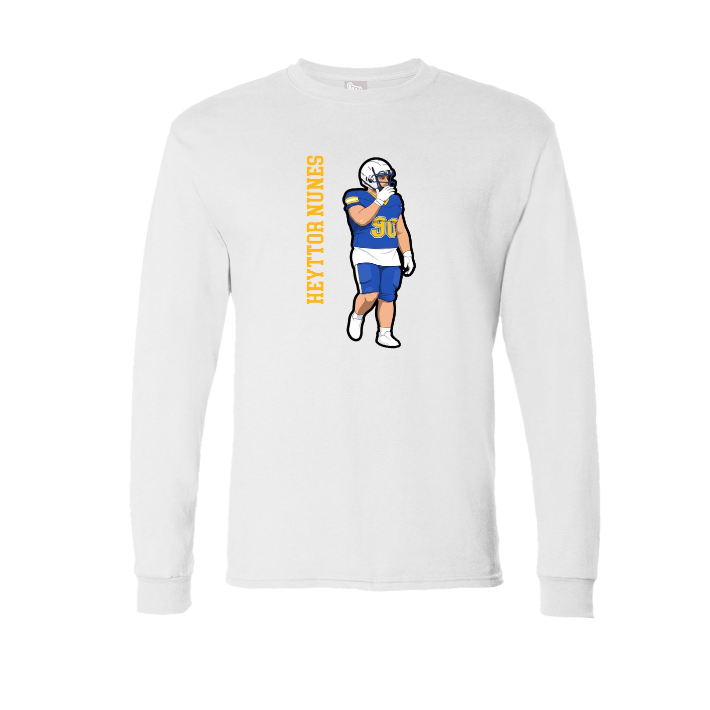 Long Sleeve Tee — Name Vertical in White