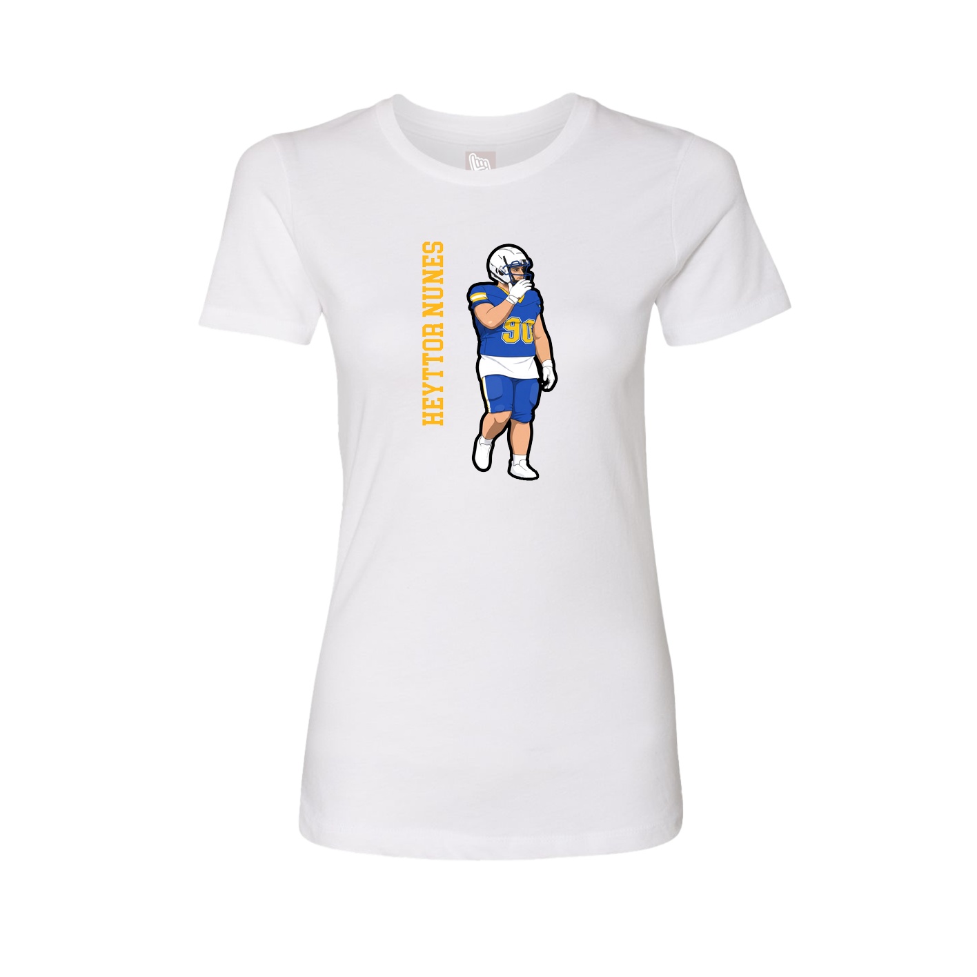 Fitted Women's Tee — Name Vertical in White