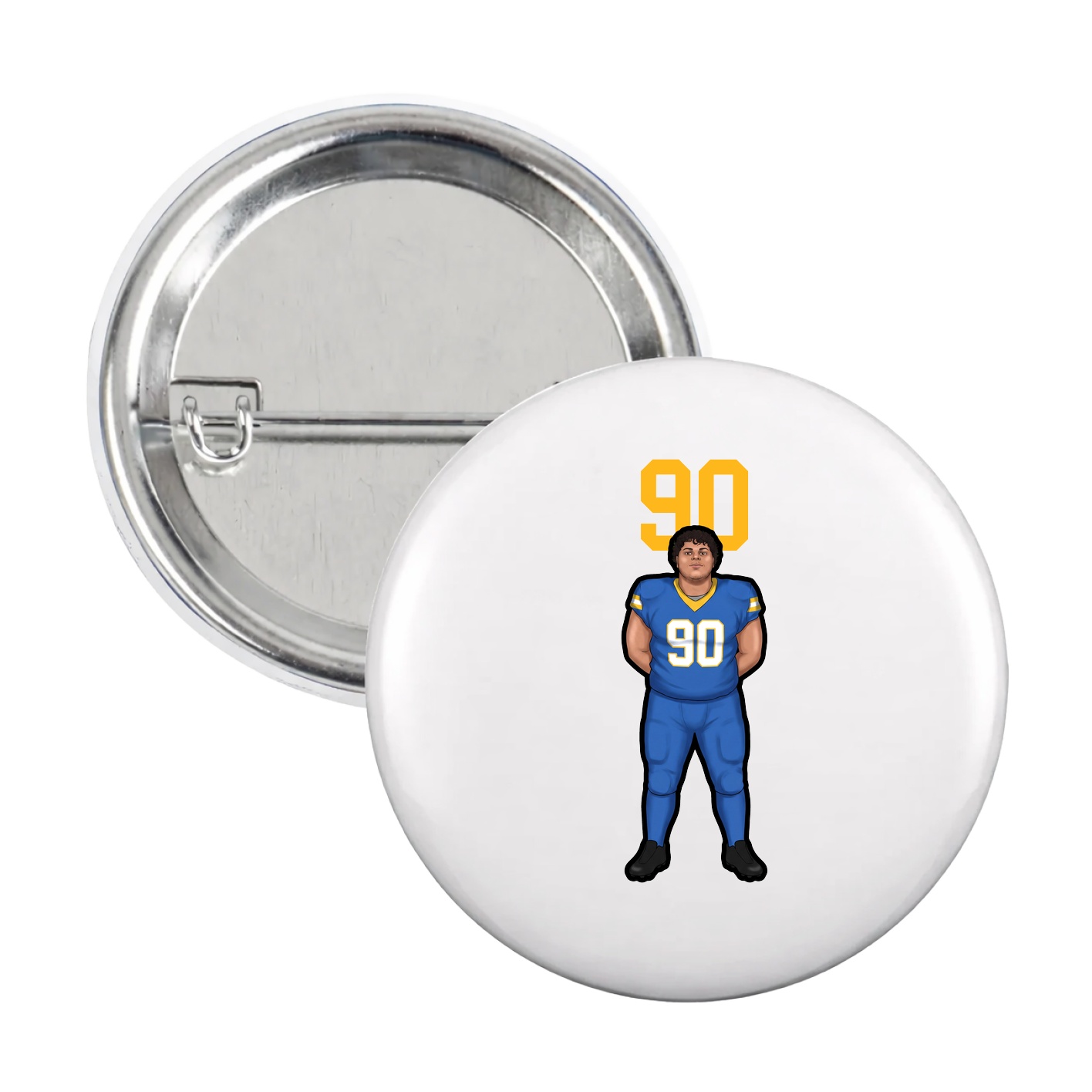 Game Day Button — Number Top in White
