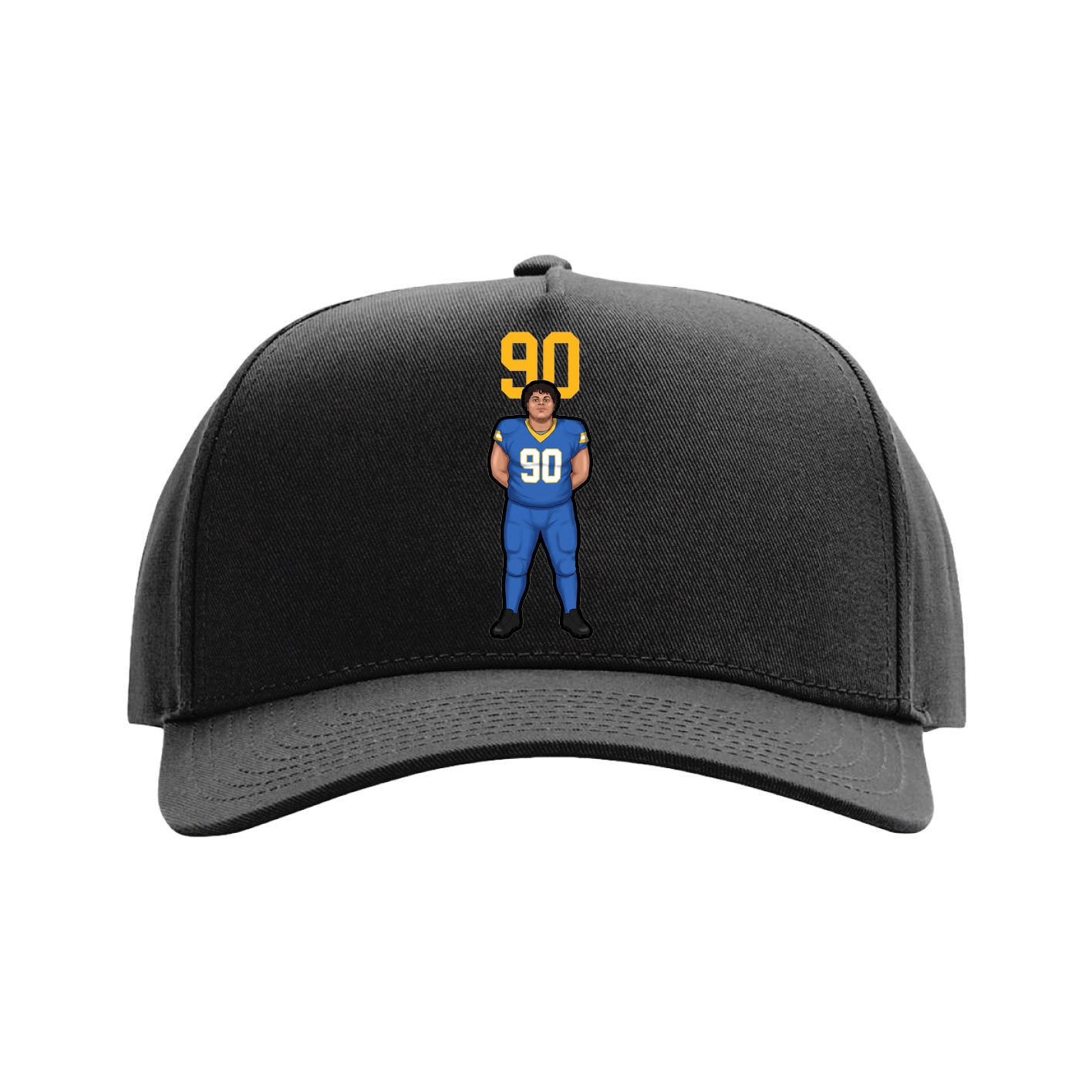 Full Fabric Five-Panel Champ Cap — Number Top in Black