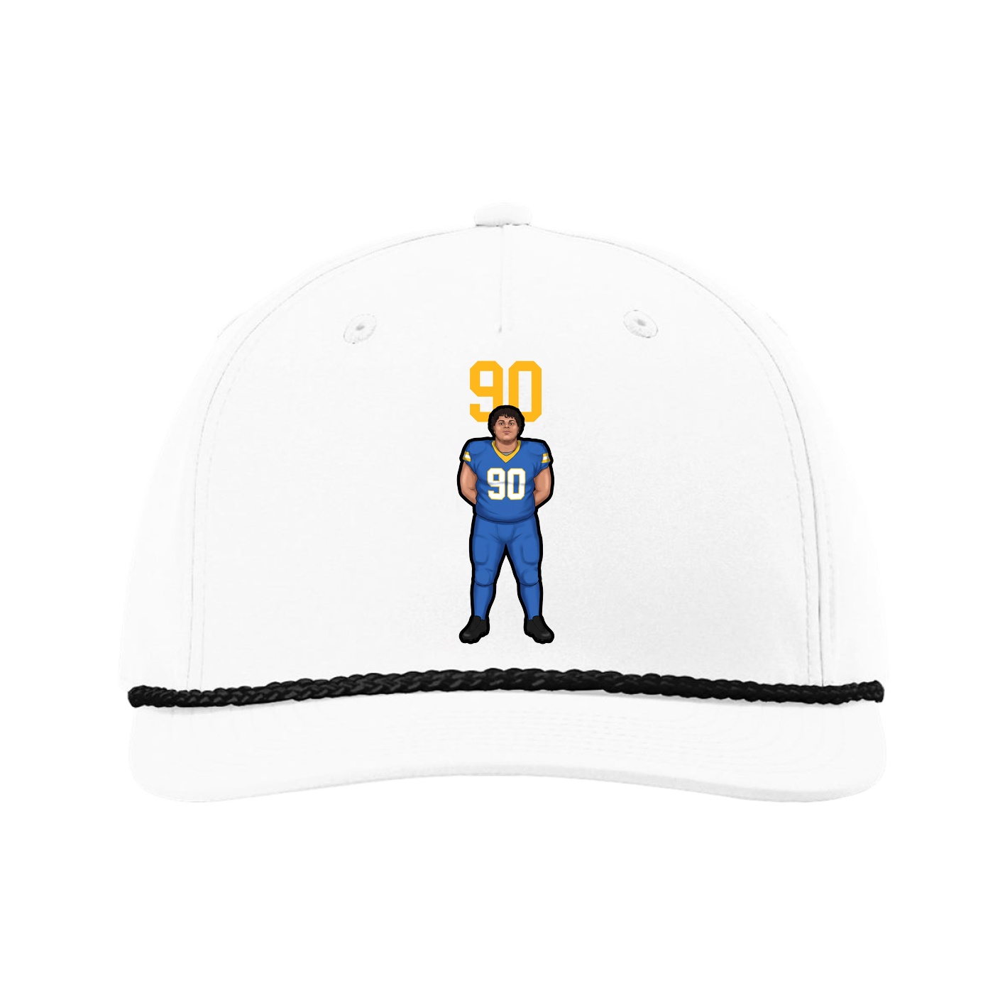 Five-Panel Classic Rope Cap — Number Top in White