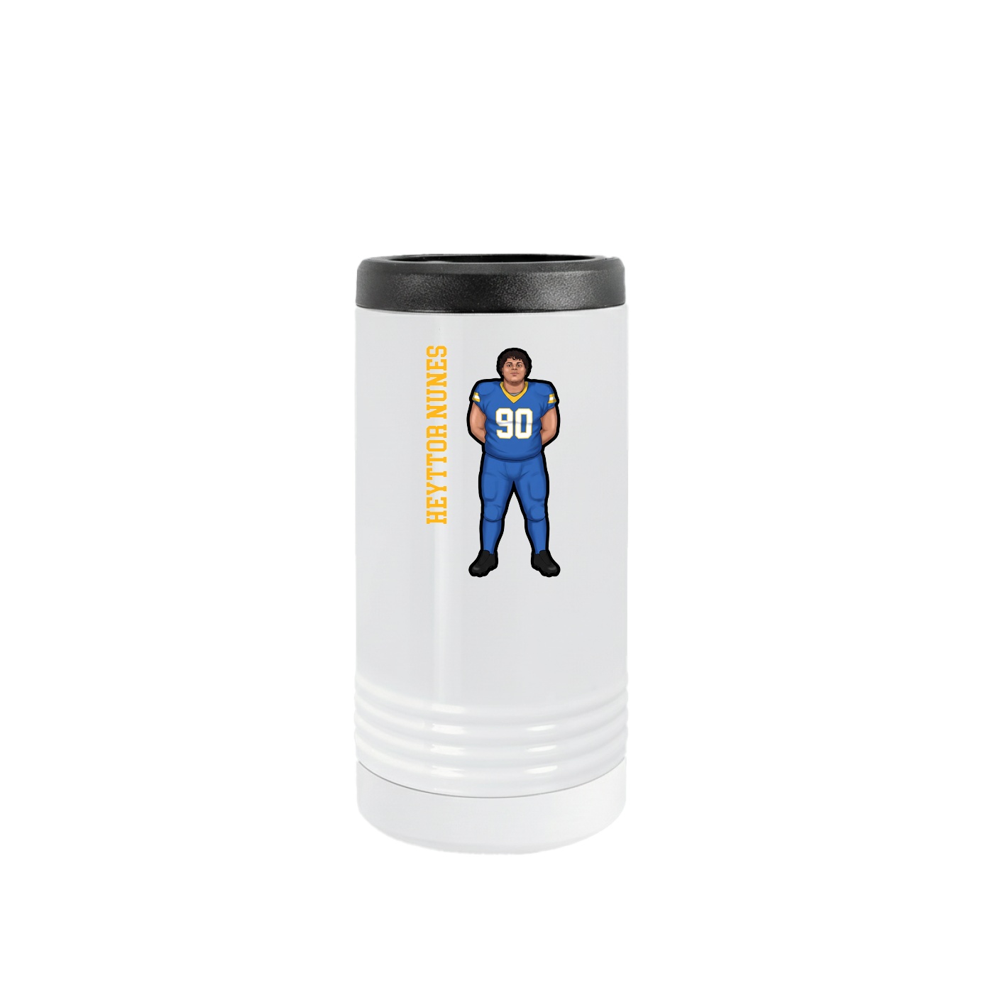 Slim Beverage Holder — Name Vertical in White