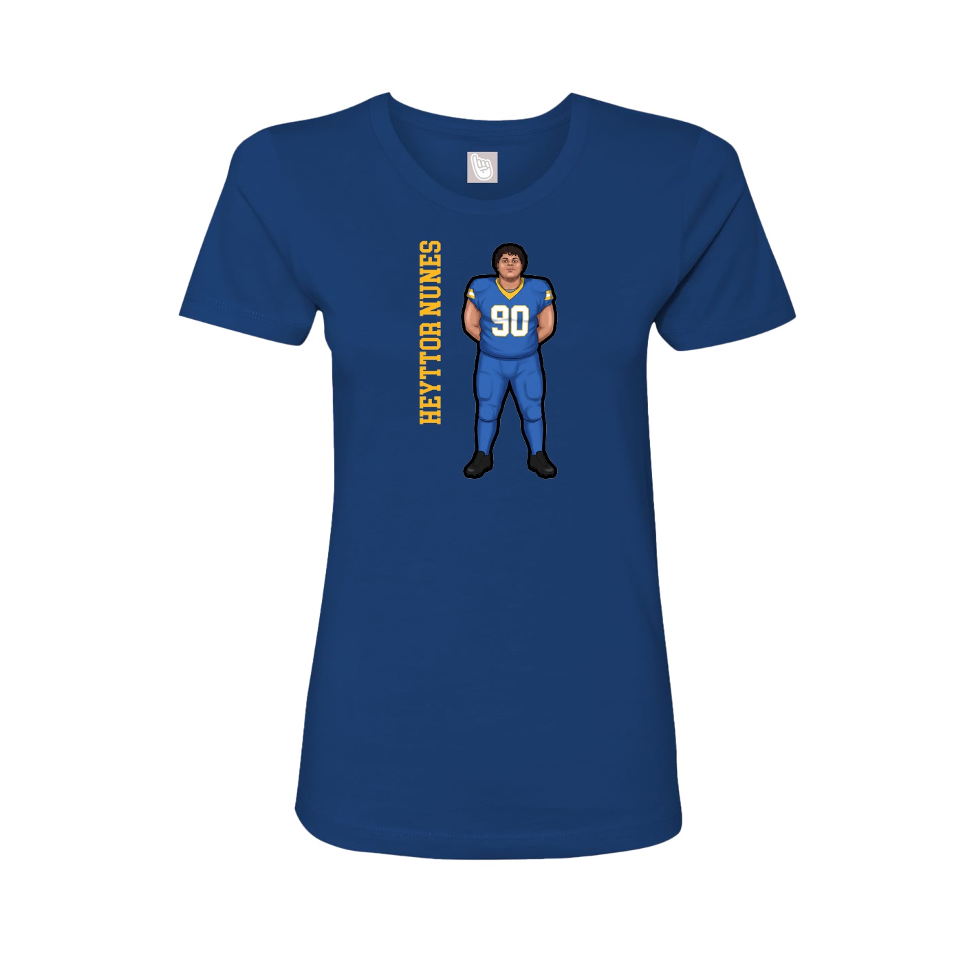 Fitted Women's Tee — Name Vertical in Royal