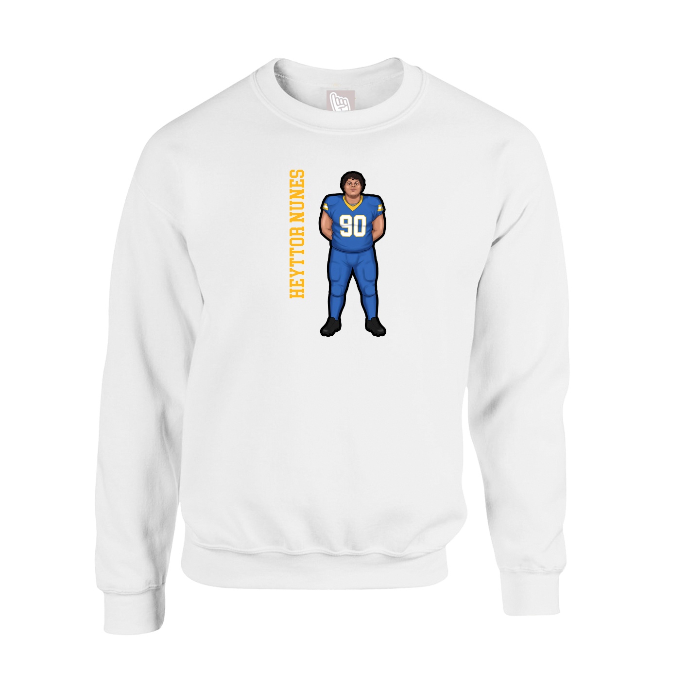 Fleece Crew — Name Vertical in White