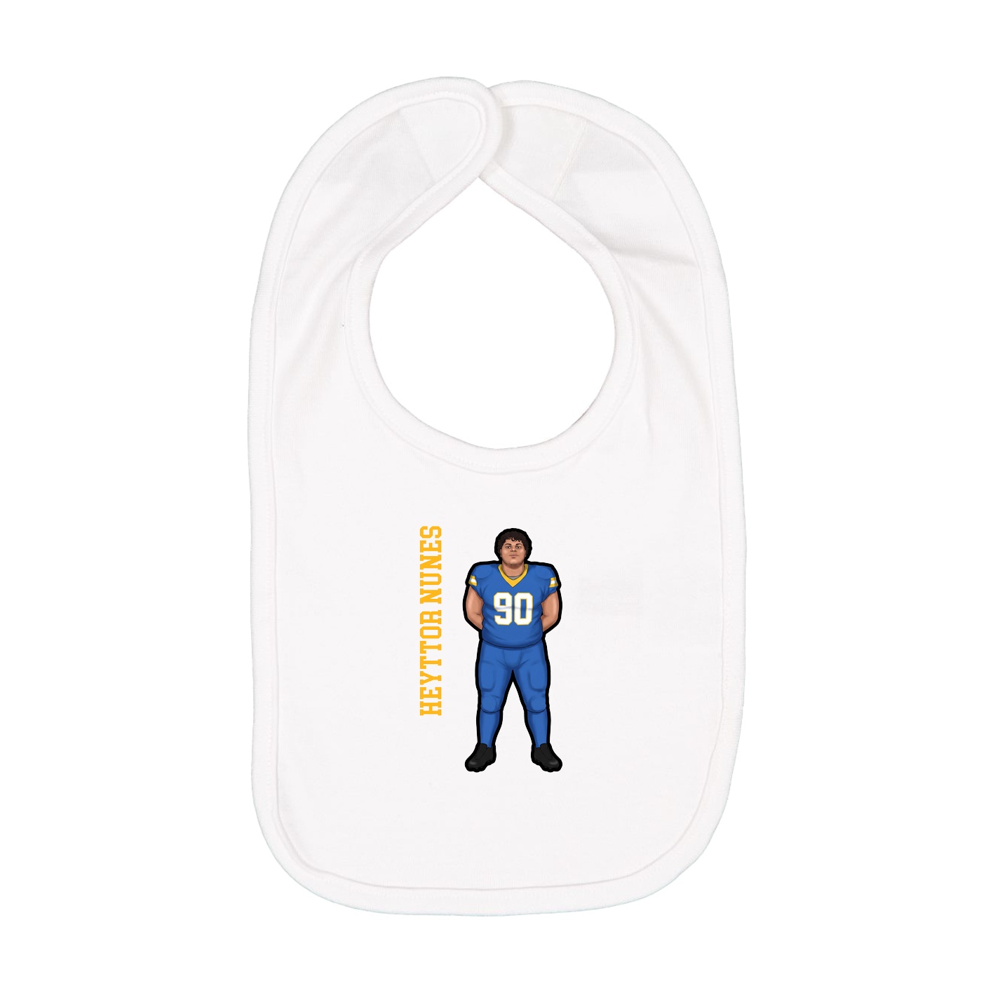 Infant Bib — Name Vertical in White