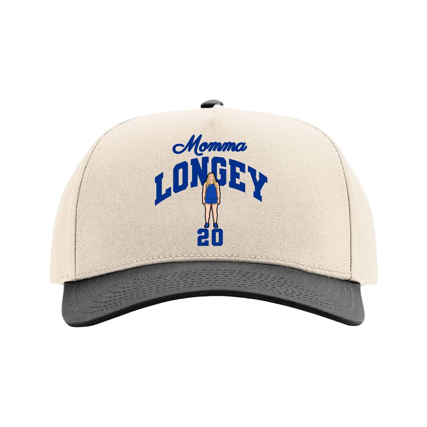 Full Fabric Five-Panel Champ Cap — Mothers Day Arch in Cream/Black