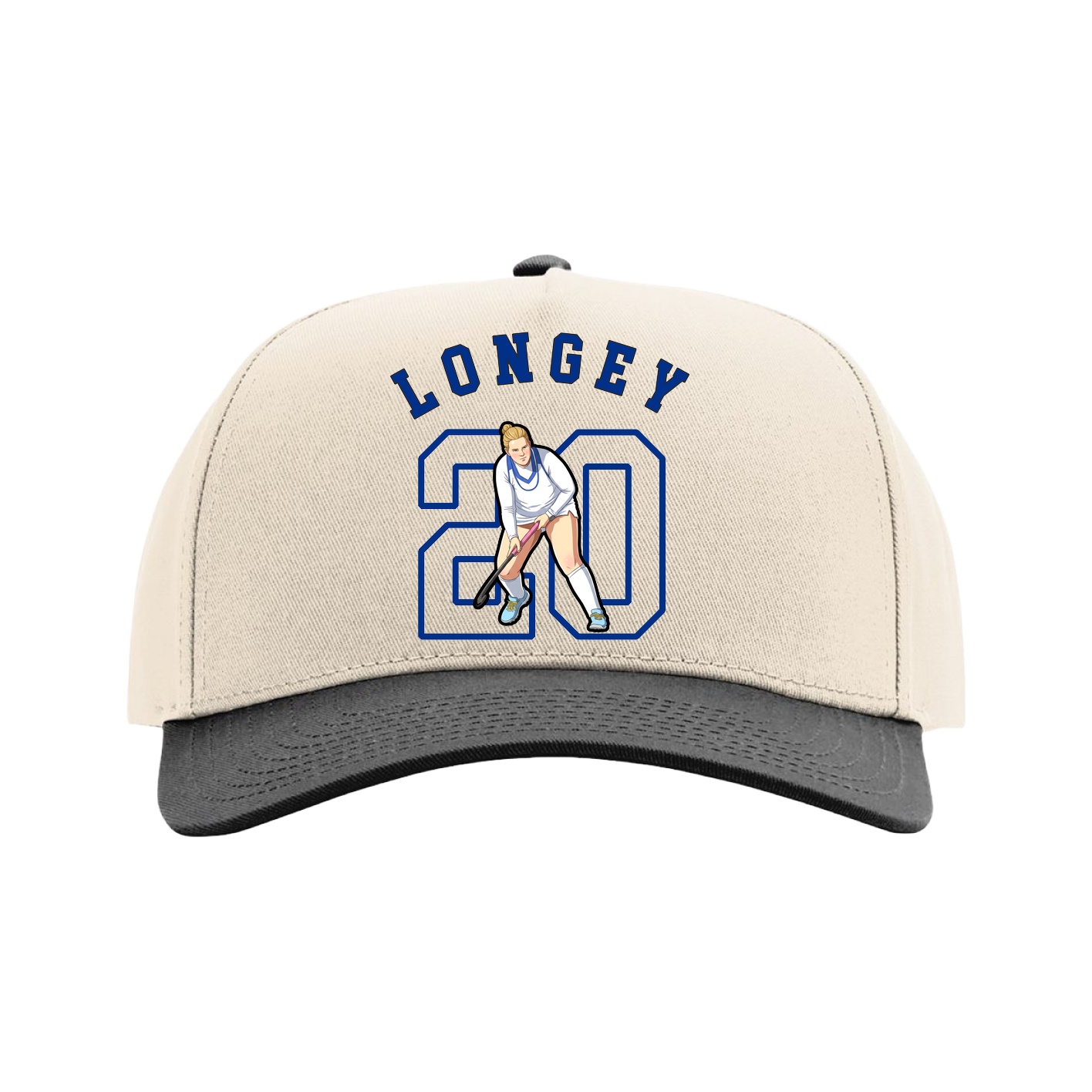 Full Fabric Five-Panel Champ Cap — Shirsey Arch in Cream/Black
