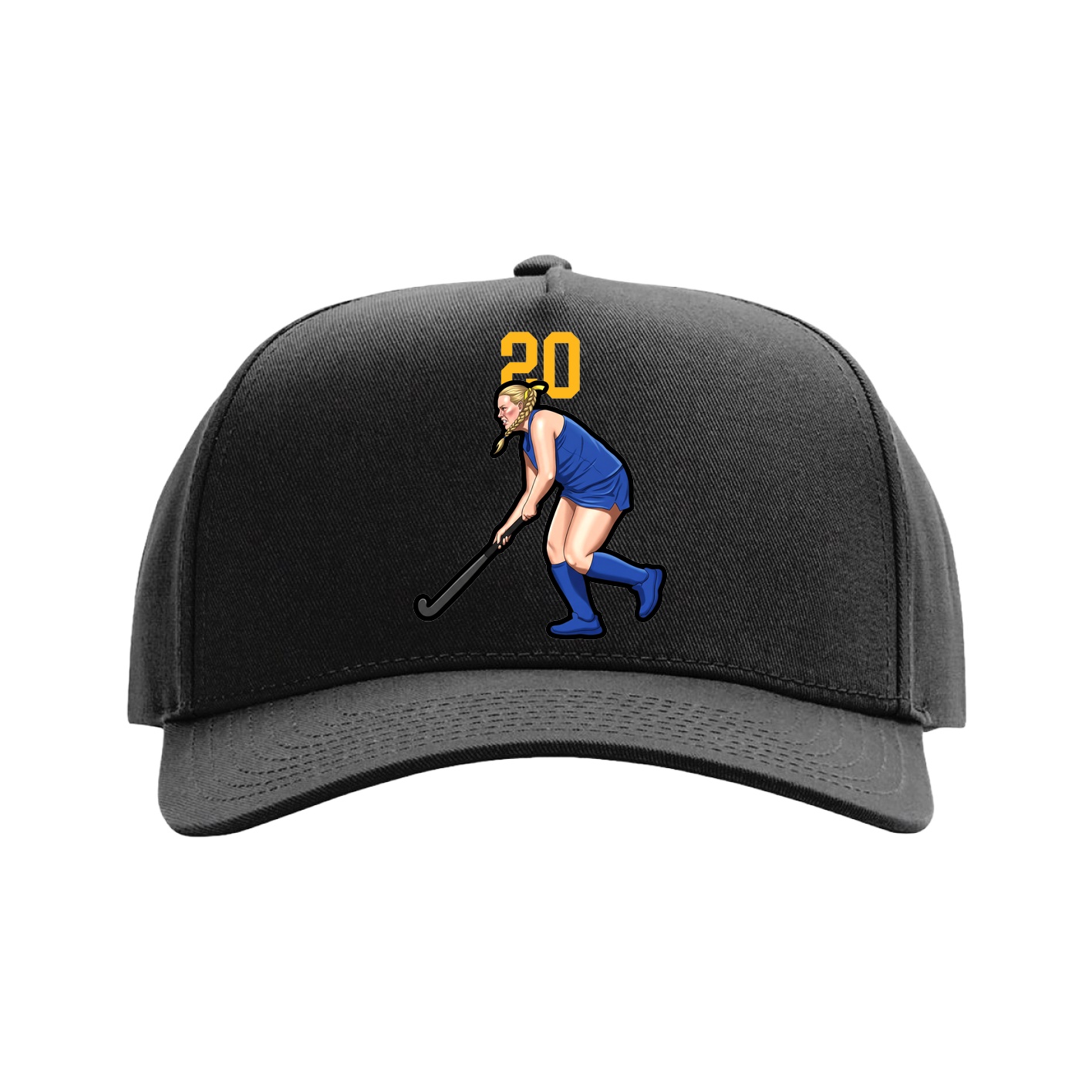 Full Fabric Five-Panel Champ Cap — Number Top in Black