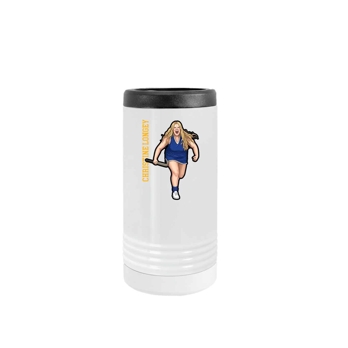 Slim Beverage Holder — Name Vertical in White