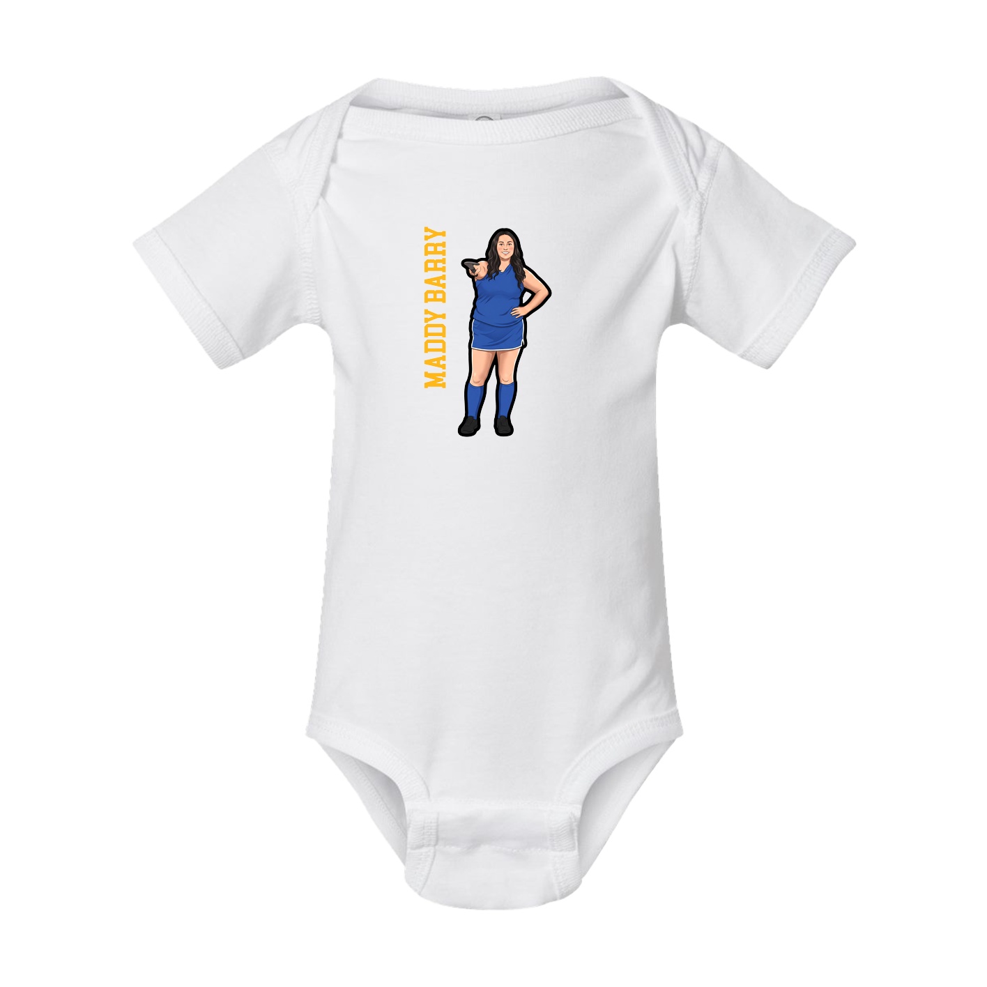 Baby Onesie — Name Vertical in White