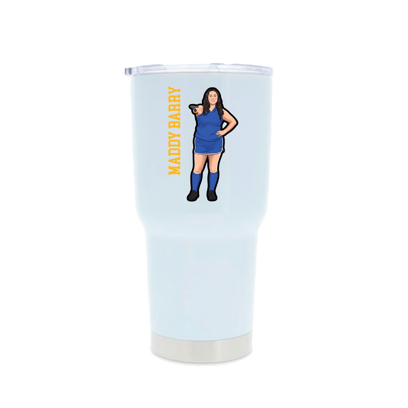 30oz Stainless Steel Tumbler — Name Vertical in White