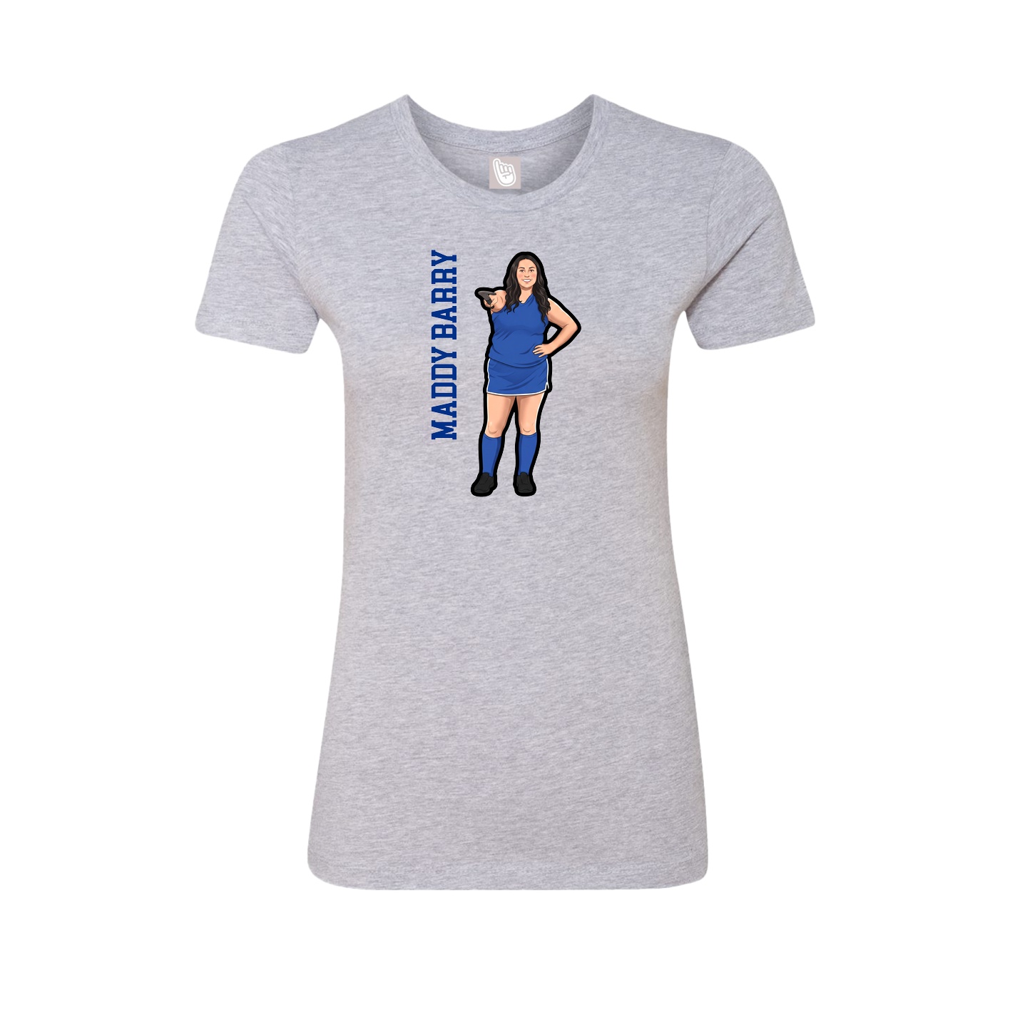 Fitted Women's Tee — Name Vertical in Grey