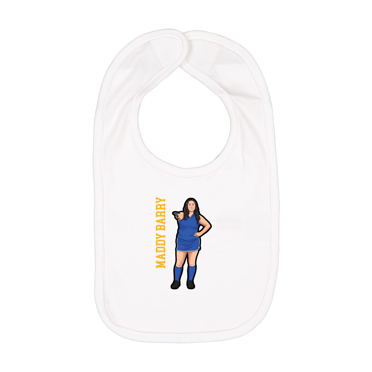 Infant Bib — Name Vertical in White