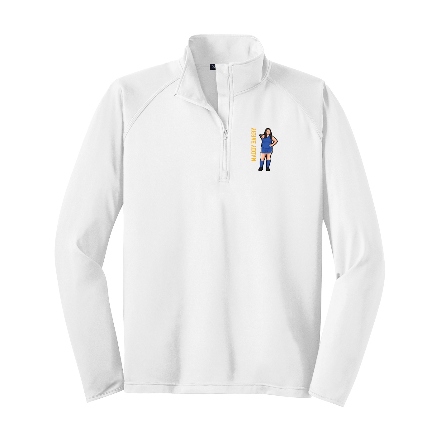 Q-Zip Pullover — Name Vertical in White