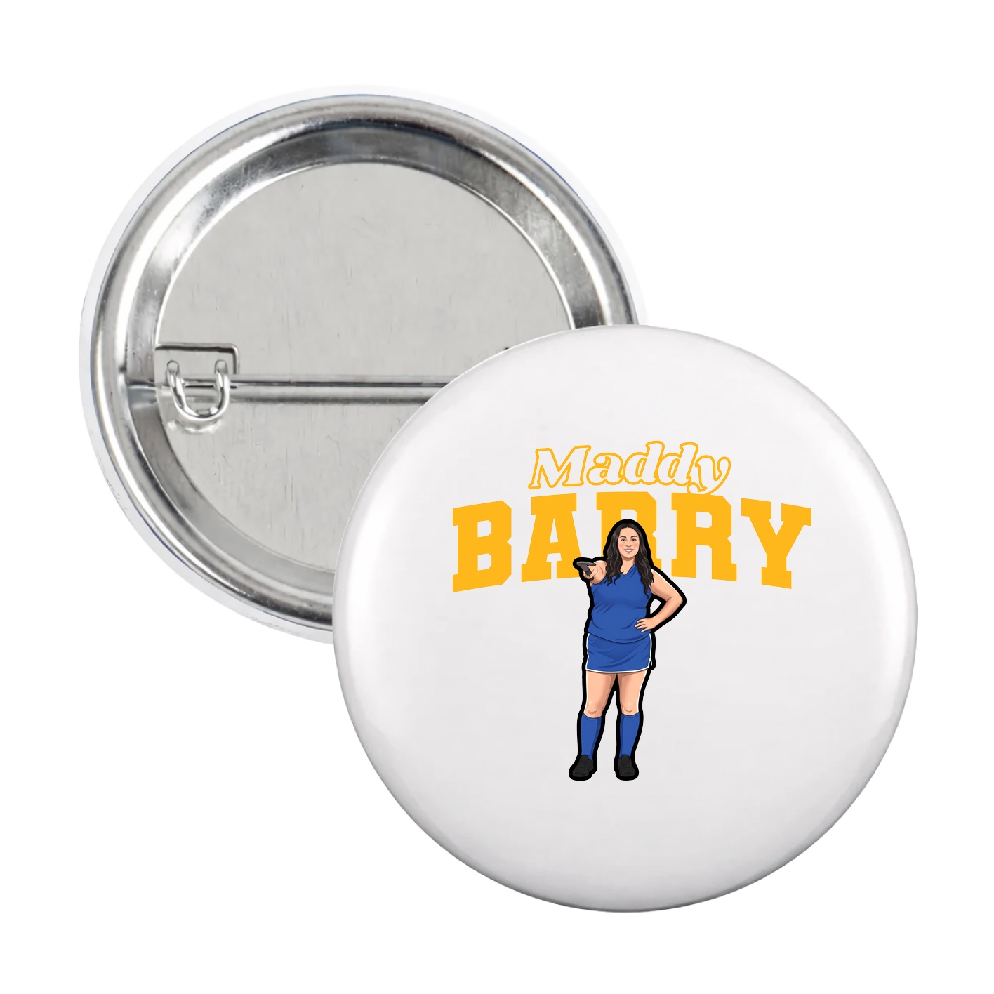 Game Day Button — Name Arch in White