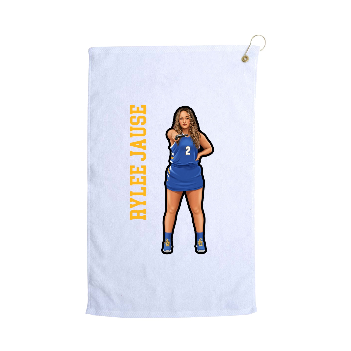 Golf Towel — Name Vertical in White