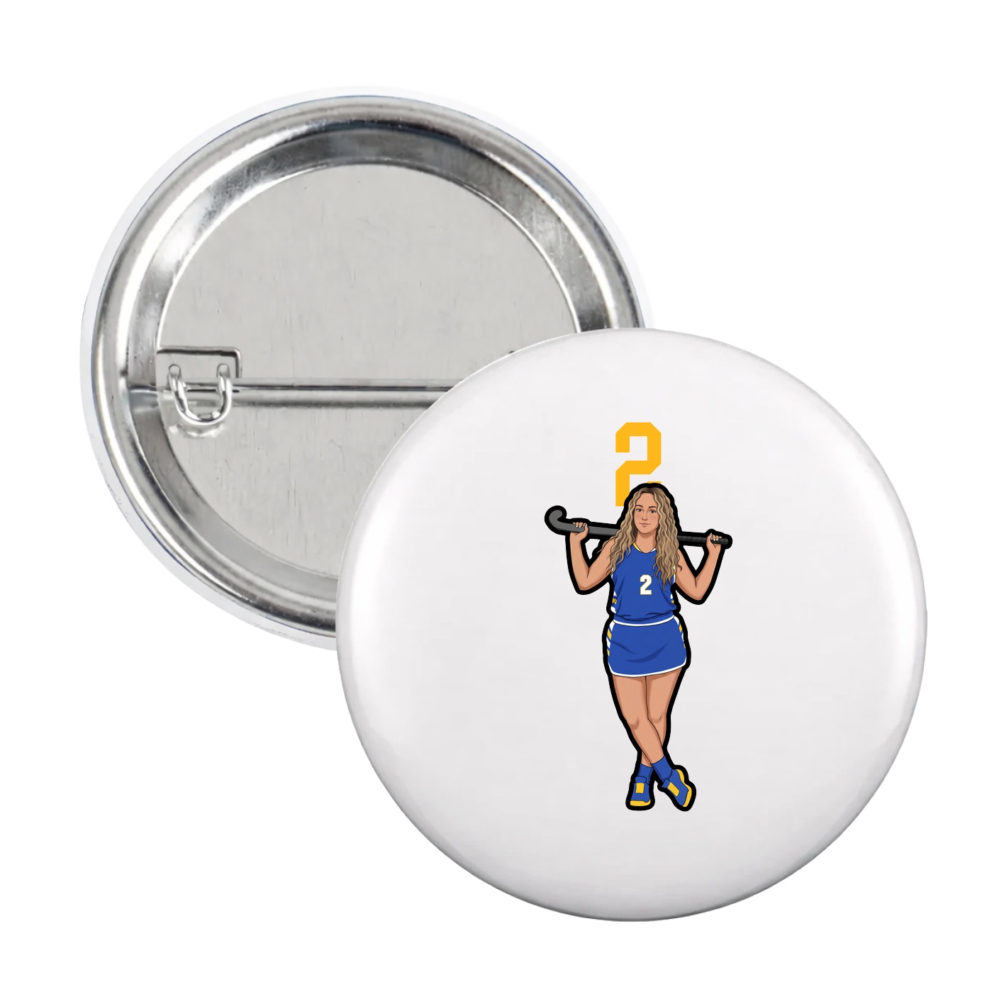 Game Day Button — Number Top in White