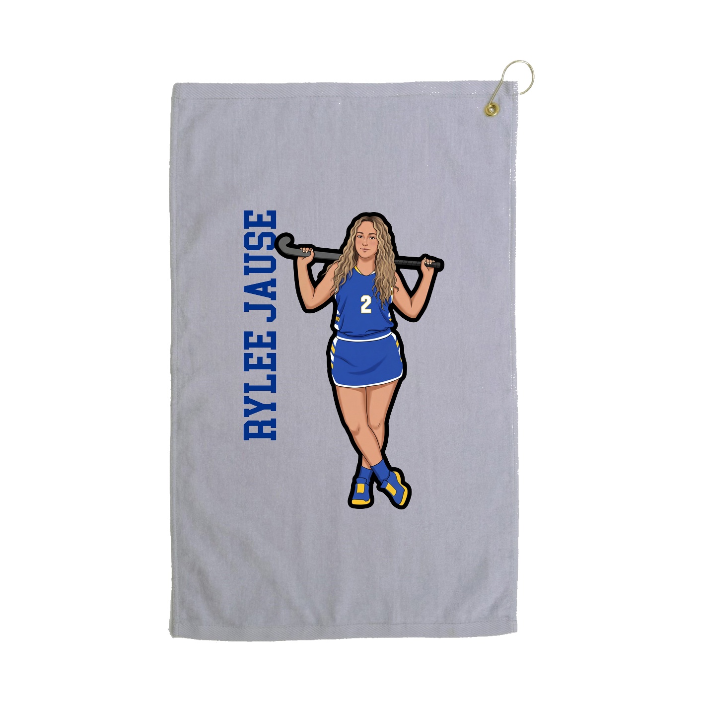 Golf Towel — Name Vertical in Grey