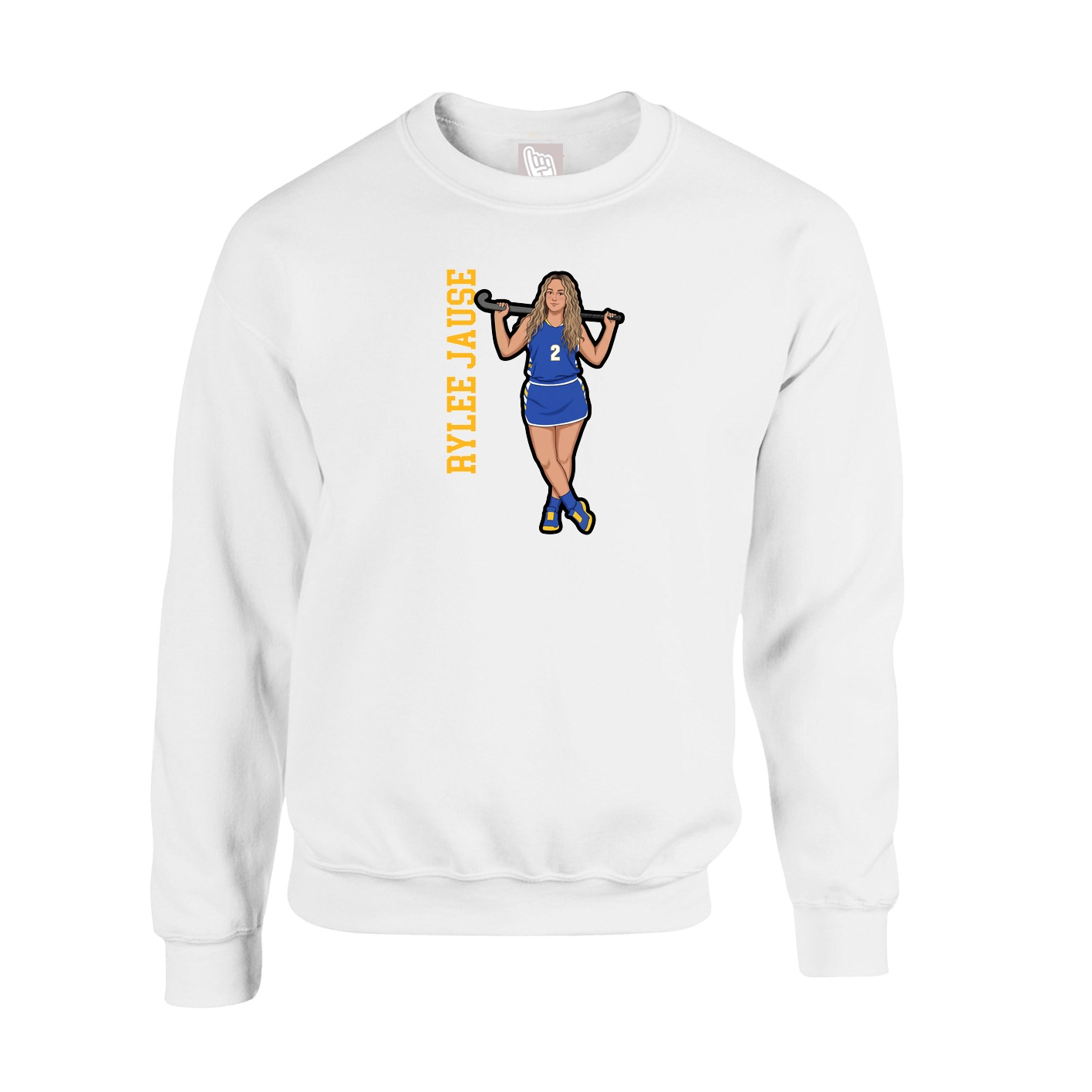 Fleece Crew — Name Vertical in White