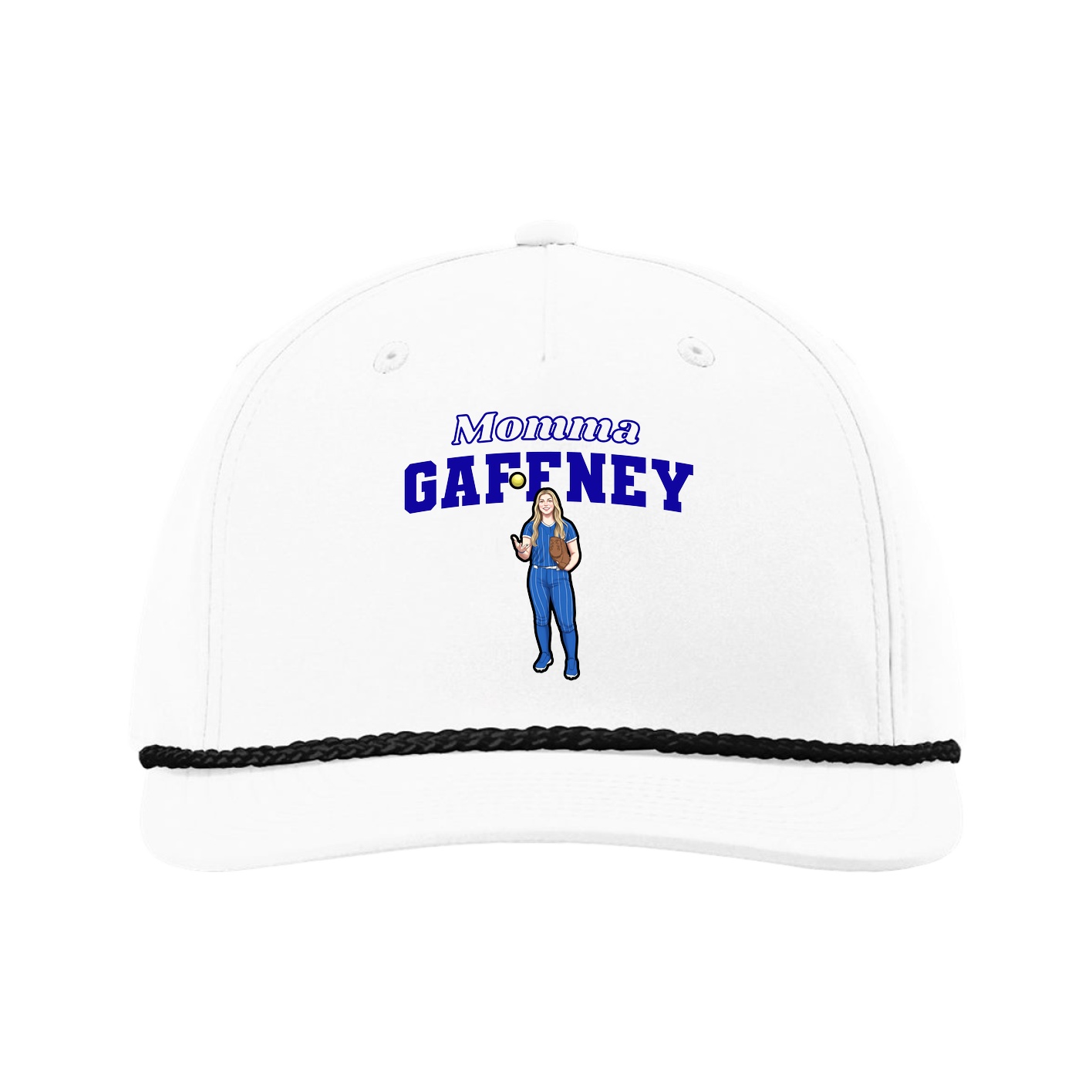 Five-Panel Classic Rope Cap — Mothers Day Block in White
