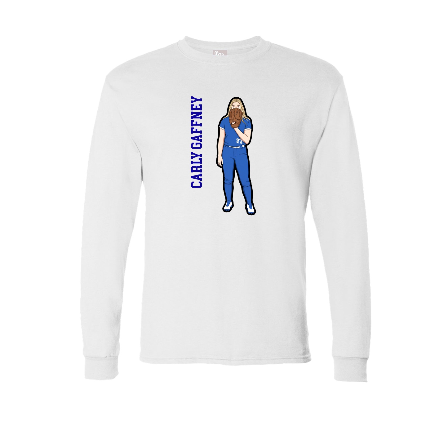 Long Sleeve Tee — Name Vertical in White