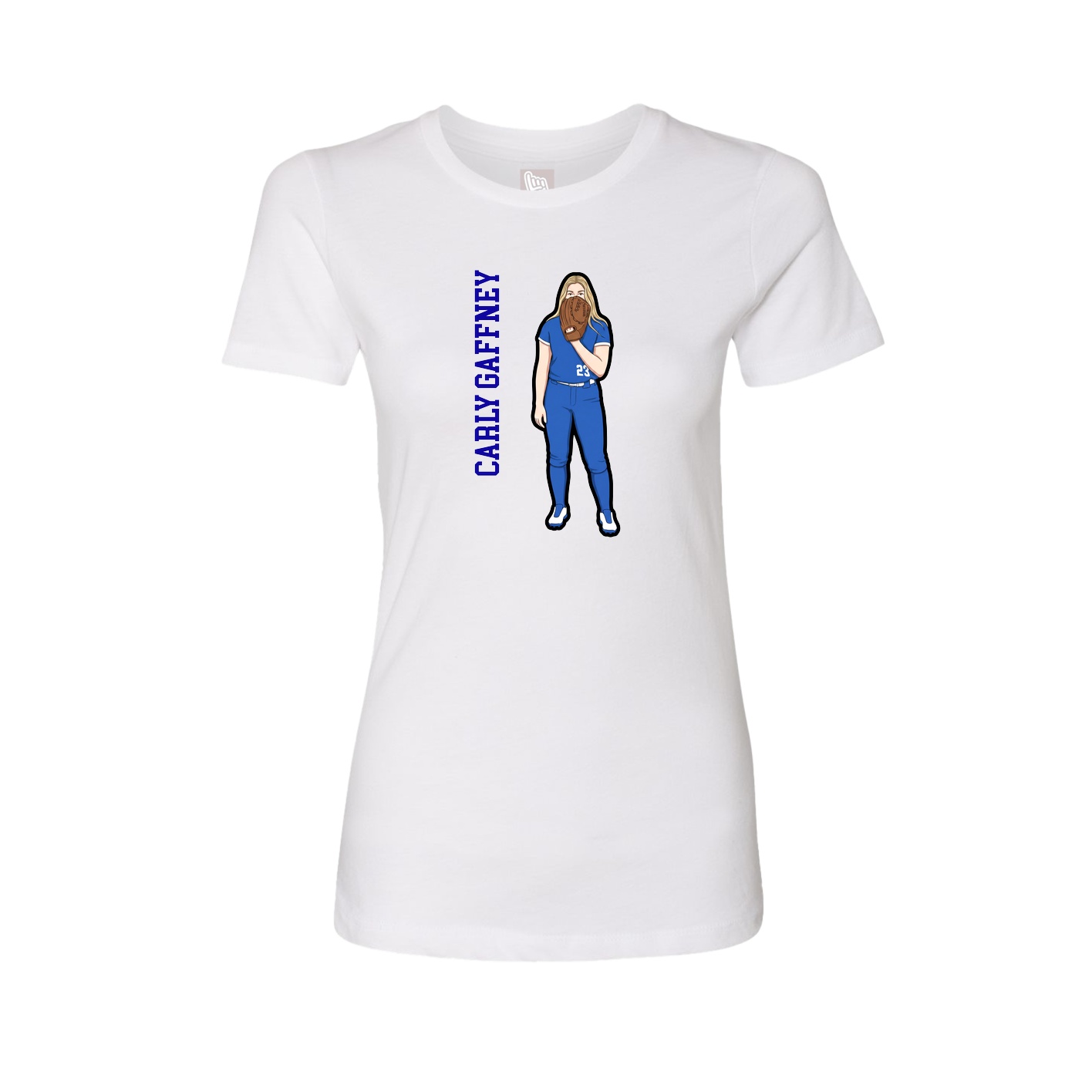 Fitted Women's Tee — Name Vertical in White