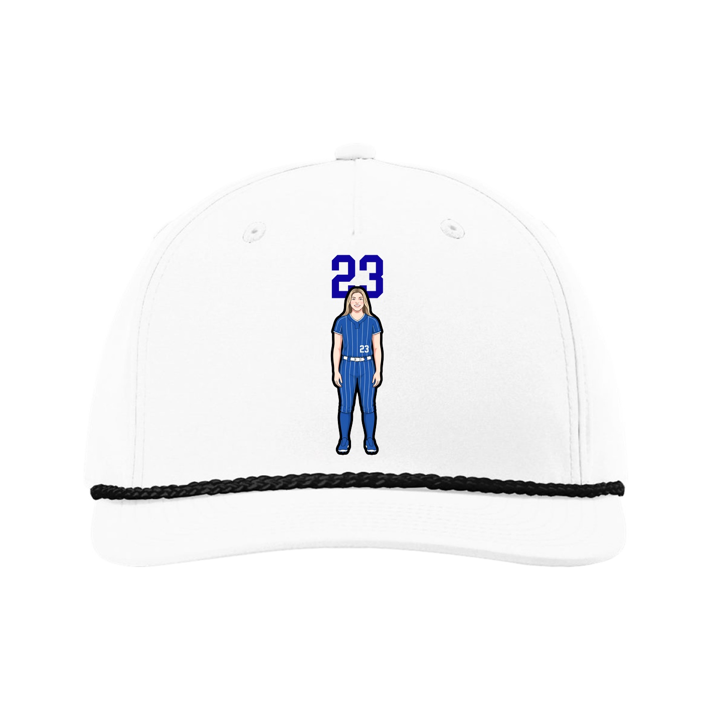 Five-Panel Classic Rope Cap — Number Top in White