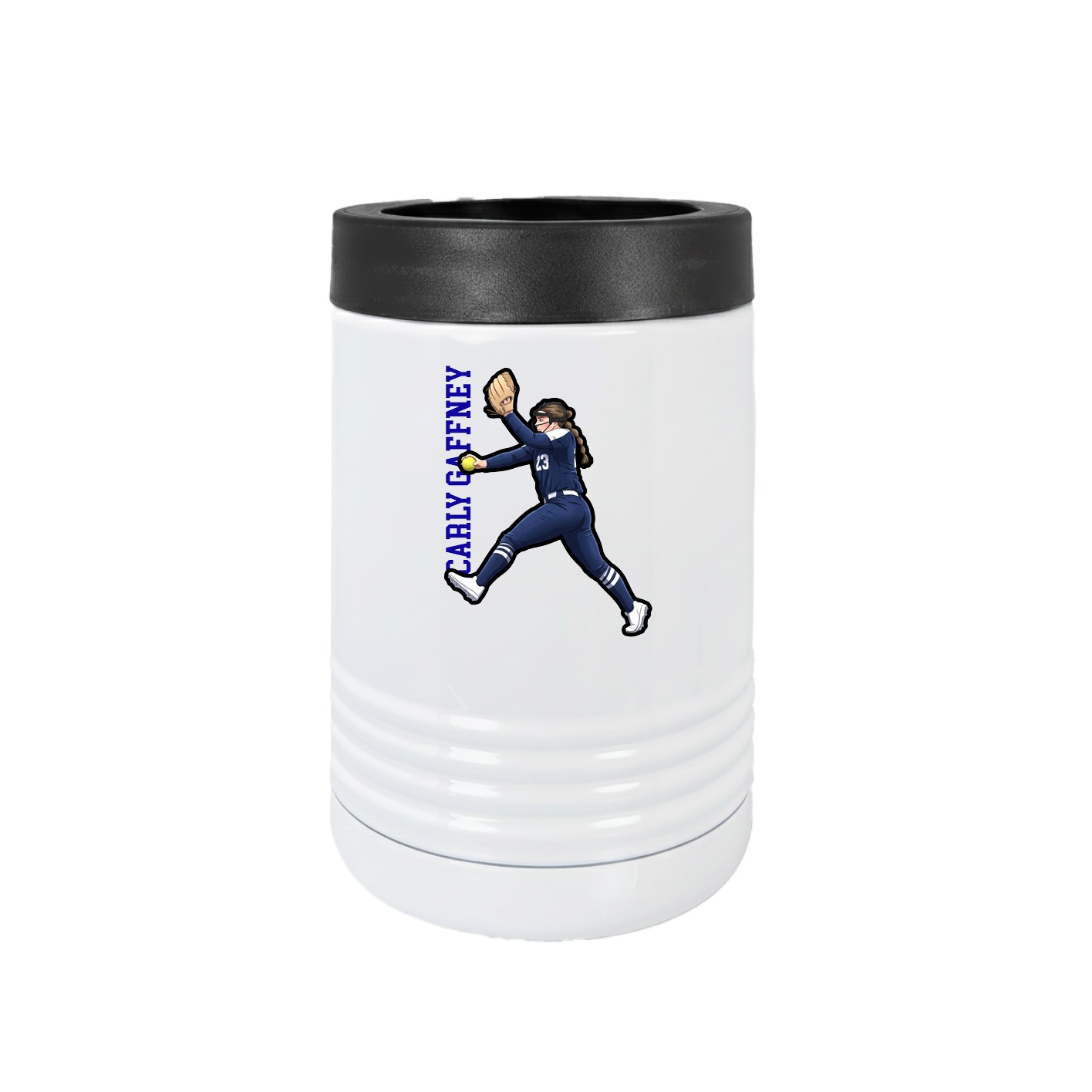 Beverage Holder — Name Vertical in White