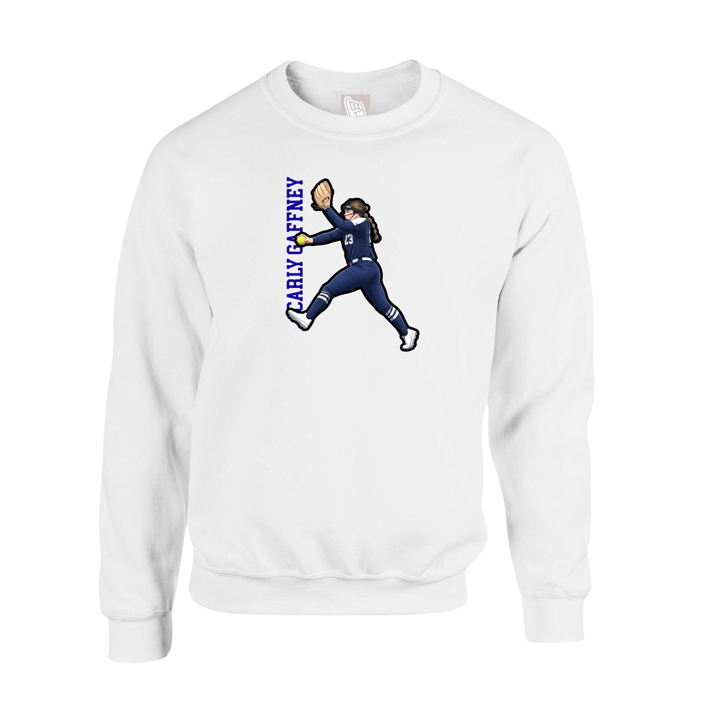 Fleece Crew — Name Vertical in White