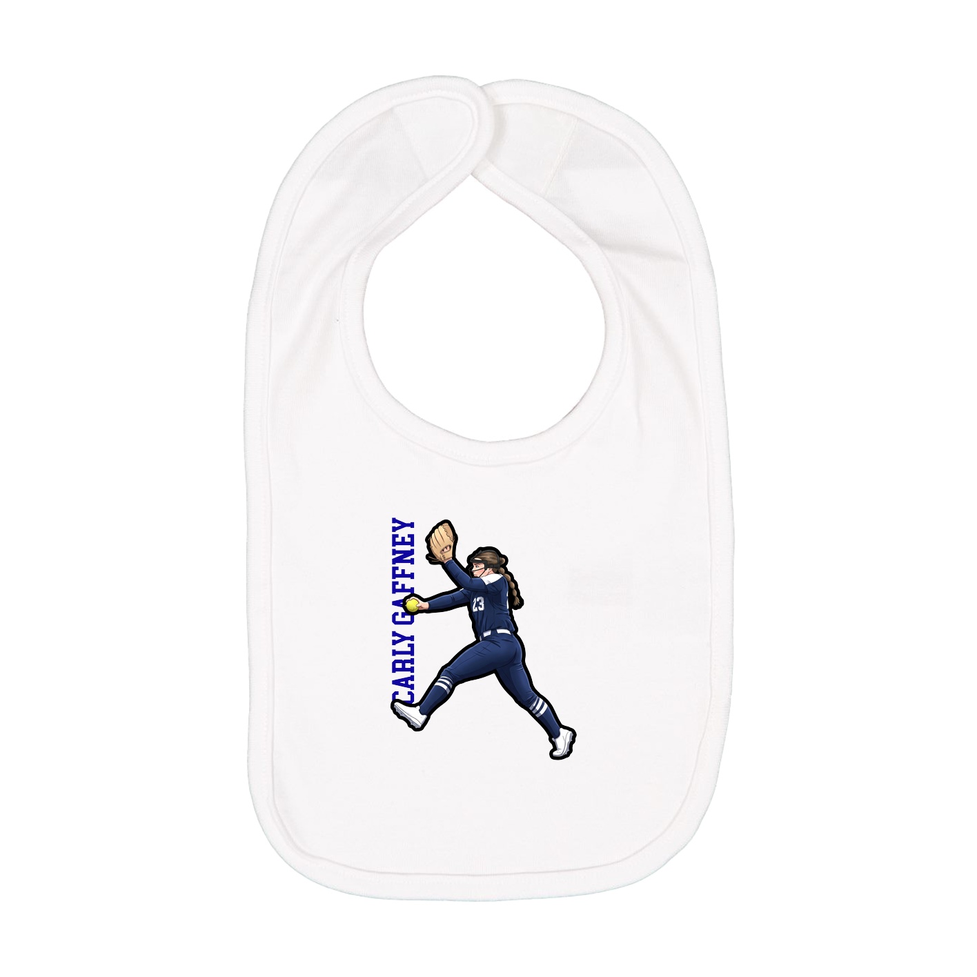 Infant Bib — Name Vertical in White