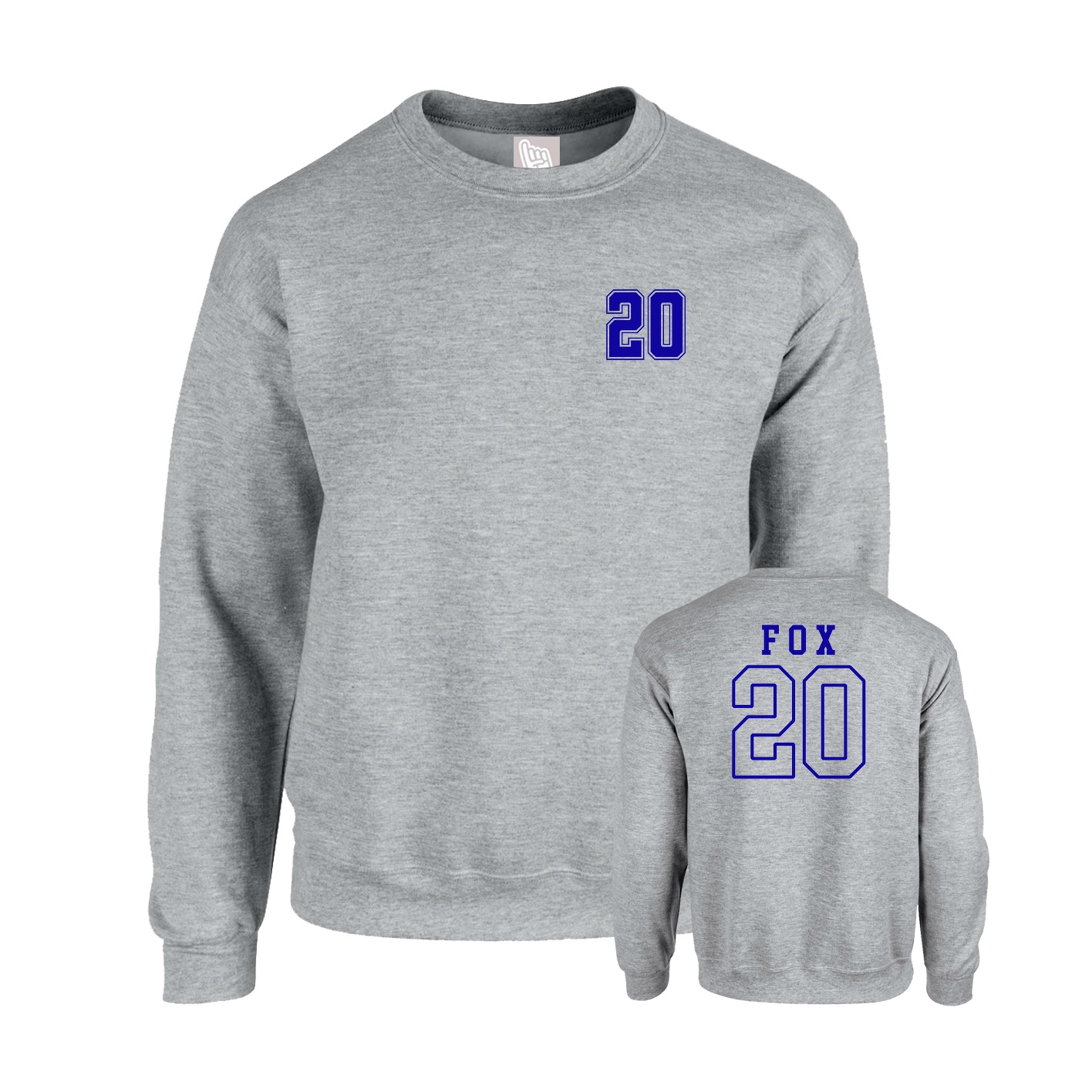 Fleece Crew — Chest Back in Grey