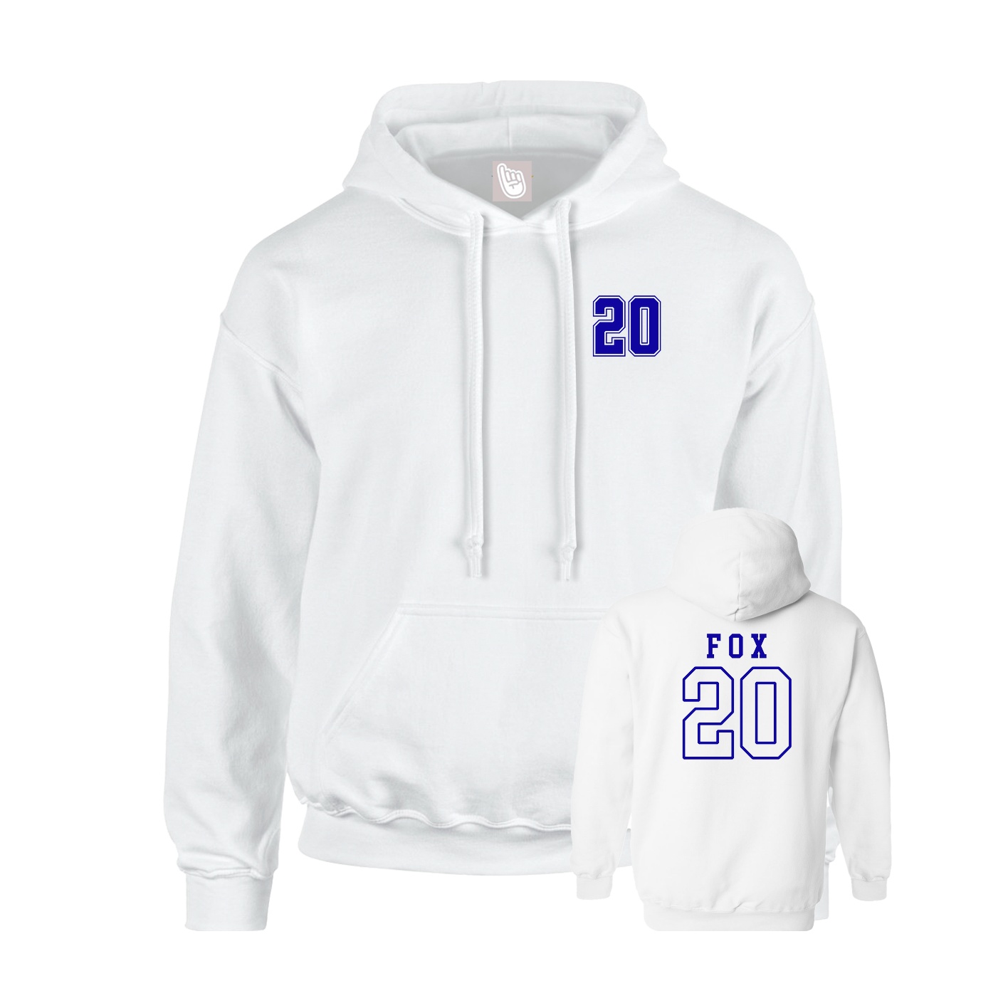 Youth Hoodie — Chest Back in White