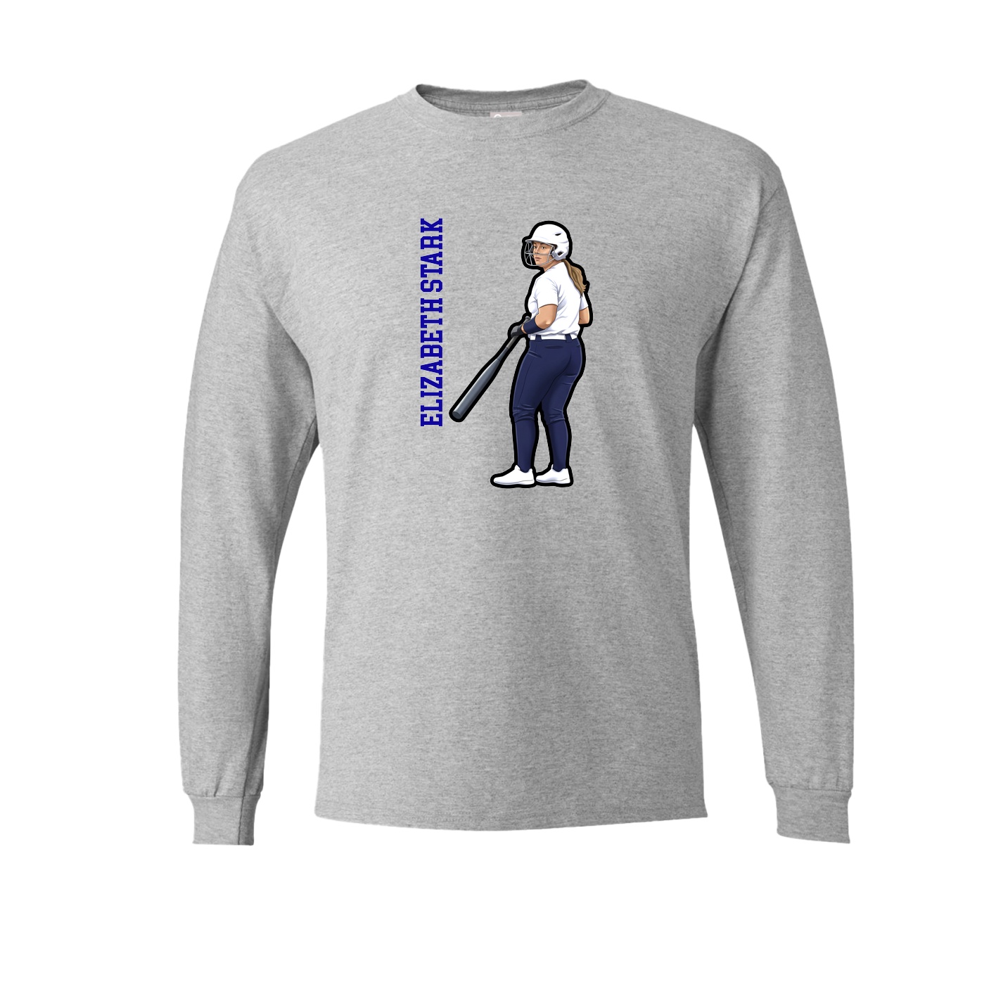 Long Sleeve Tee — Name Vertical in Grey